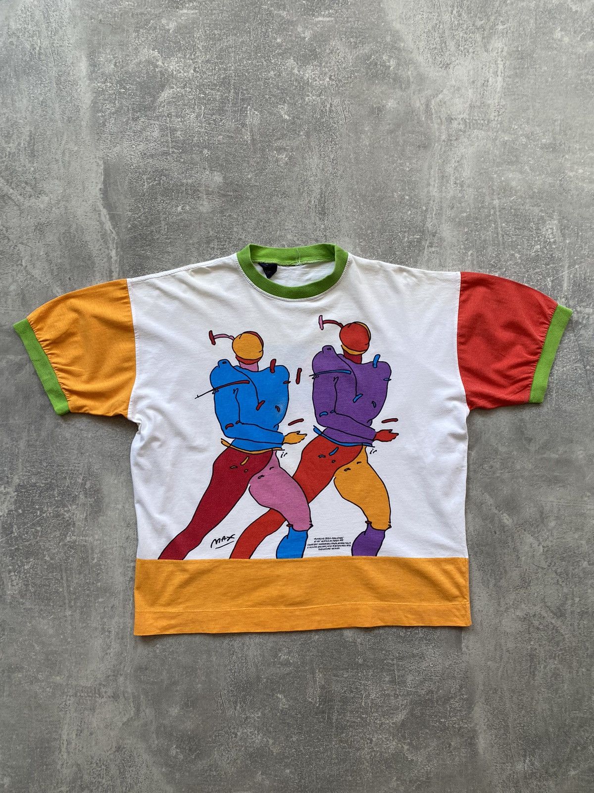 Rare Vintage 1990 Peter Max Running Dega Challenge T-shirt