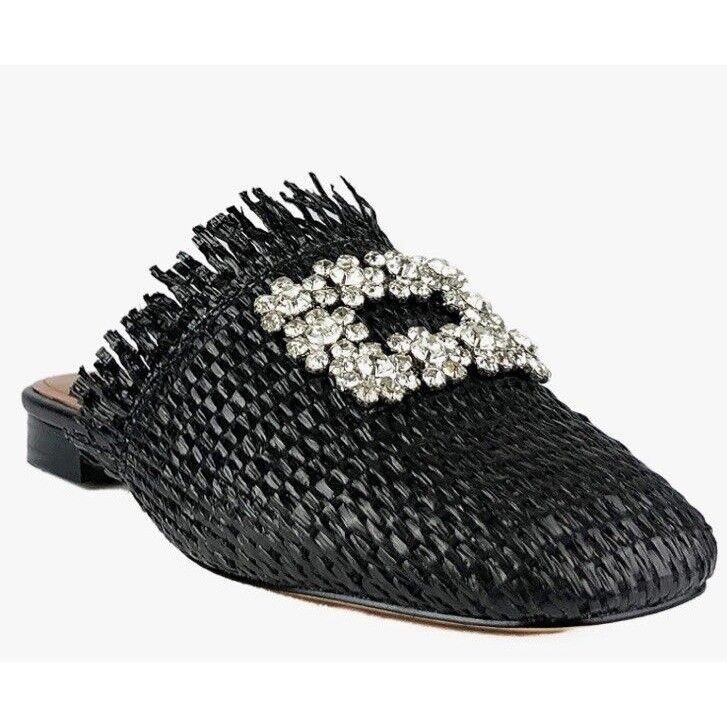 Vintage Bibi Lou Raffia Gem Jeweled Mule Slide Slip On Slipper Shoes Size US 6 / IT 36 - 2 Thumbnail