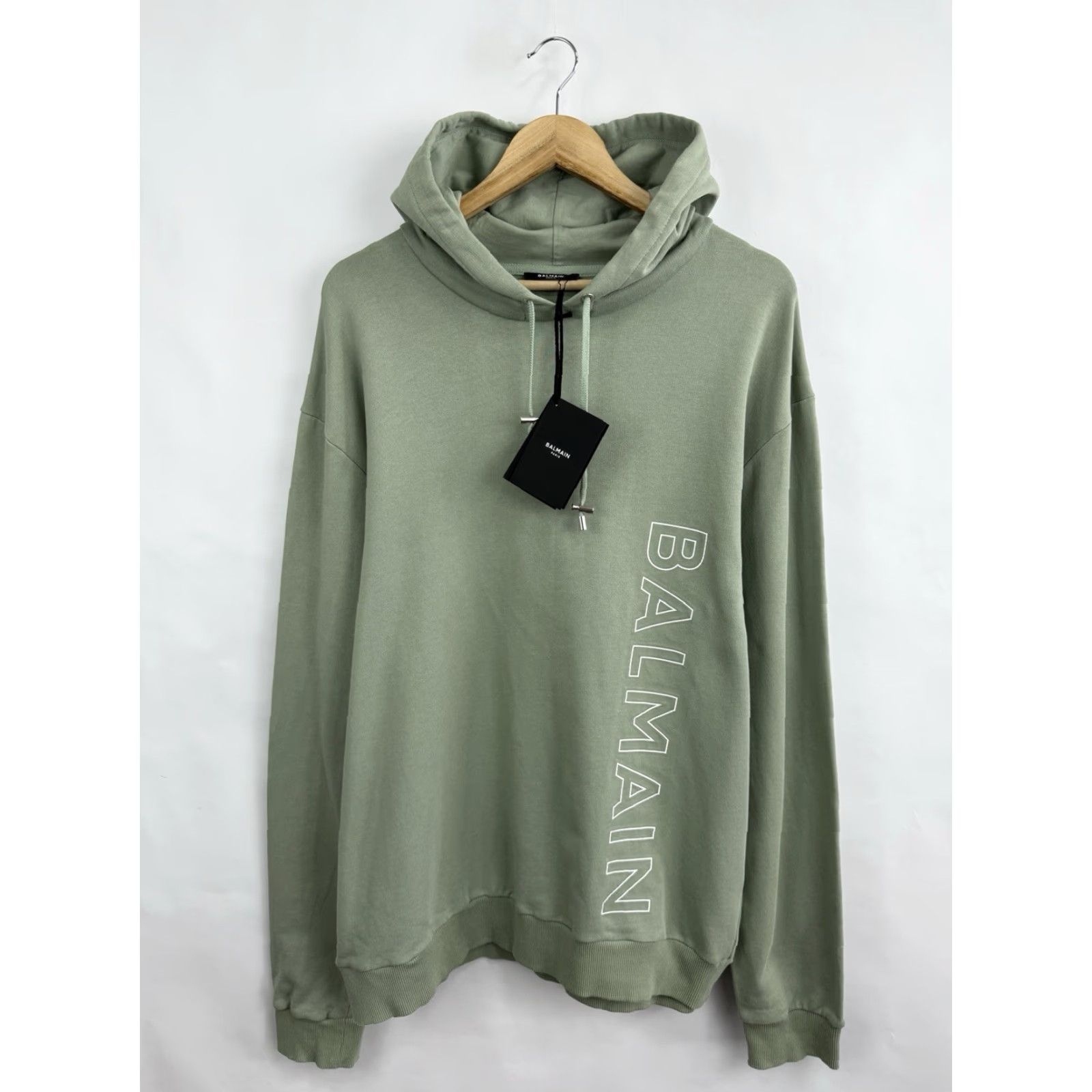 Balmain VINTAGE Balmain Paris Logo-Embossed Green Terry Hoodie L Mens Hoodie Logo Paris Green L Regular Pullover Size US L / EU 52-54 / 3 - 7 Thumbnail