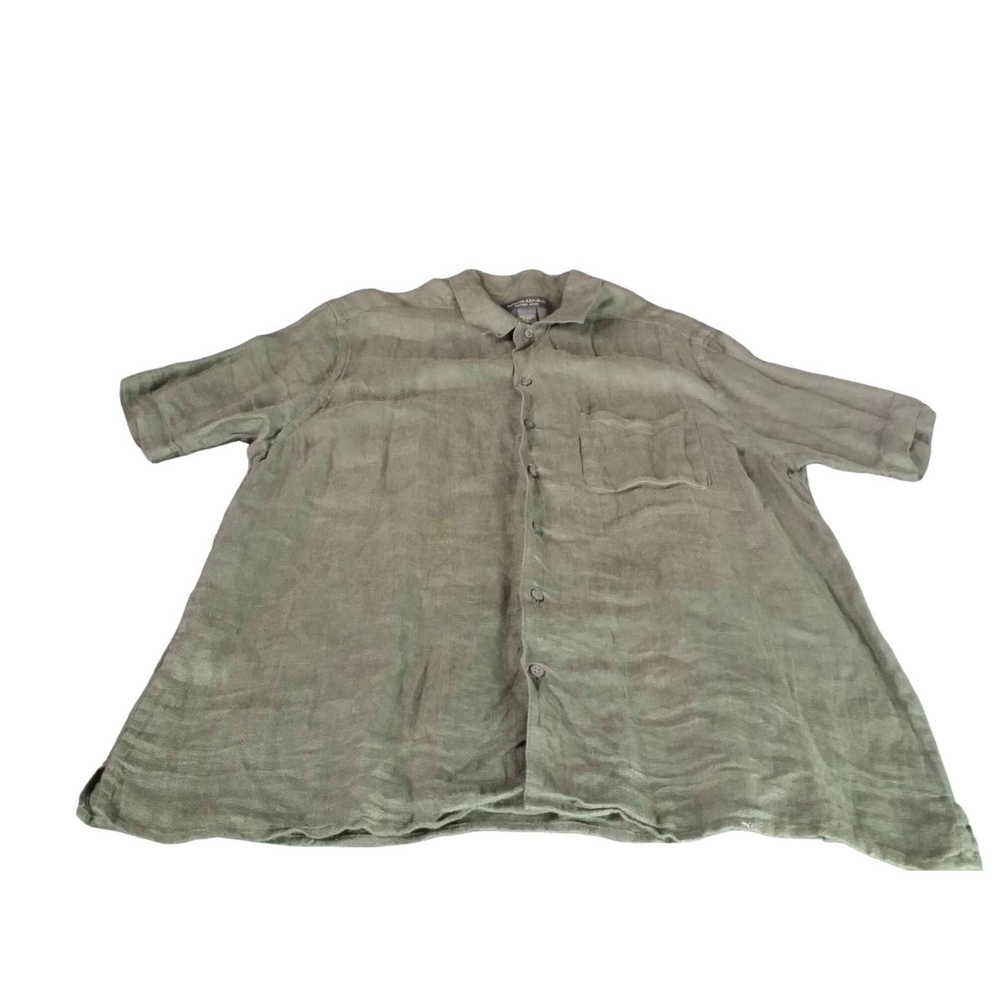 Banana Republic Banana Republic Linen Button Up Shirt Men Sz L Green Short S Size US L / EU 52-54 / 3 - 1 Thumbnail