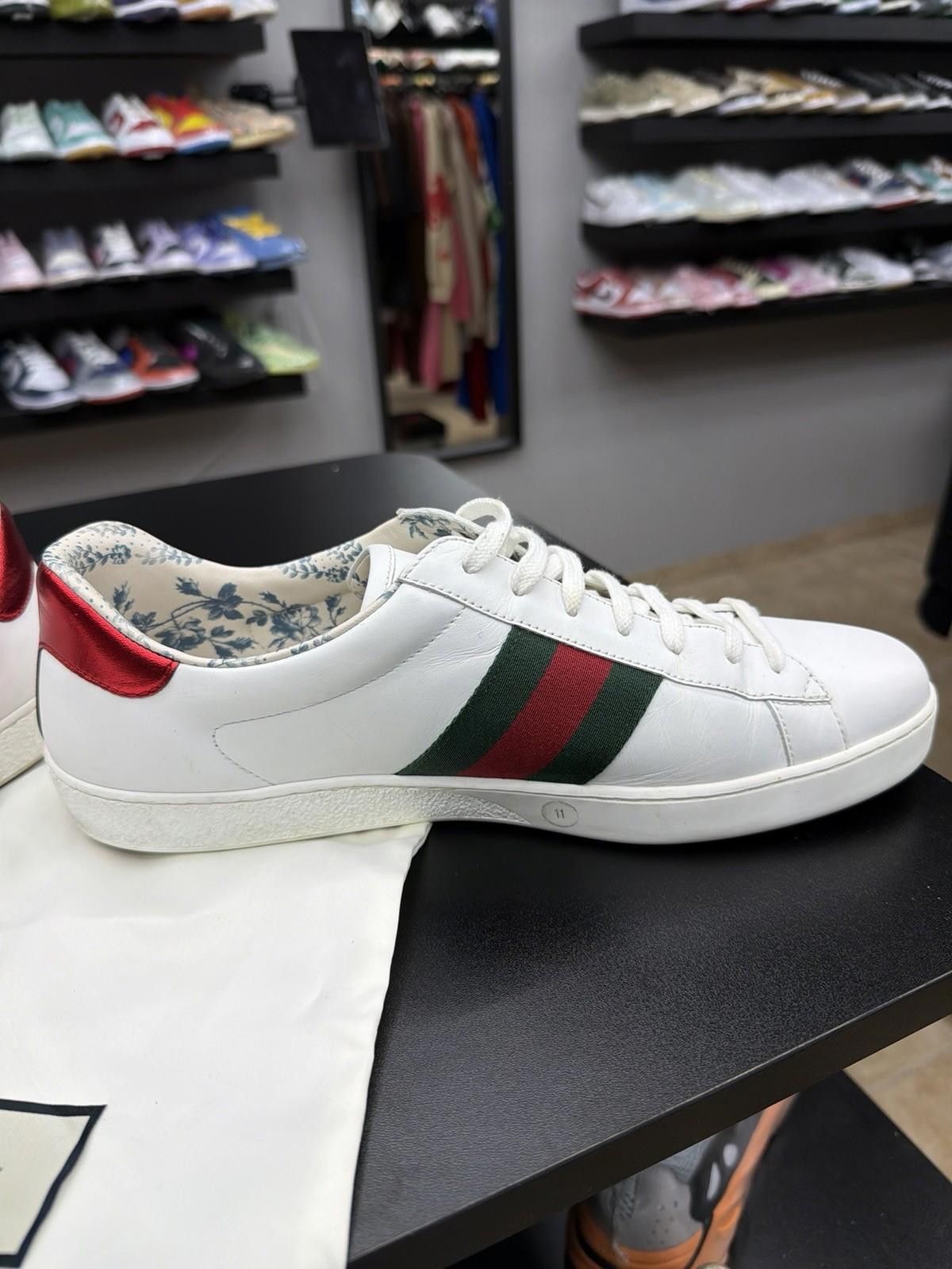 Gucci Gucci Ace Sneakers Men White Logo Leather Low Top 11G/11.5US Size US 11.5 / EU 44-45 - 9 Thumbnail