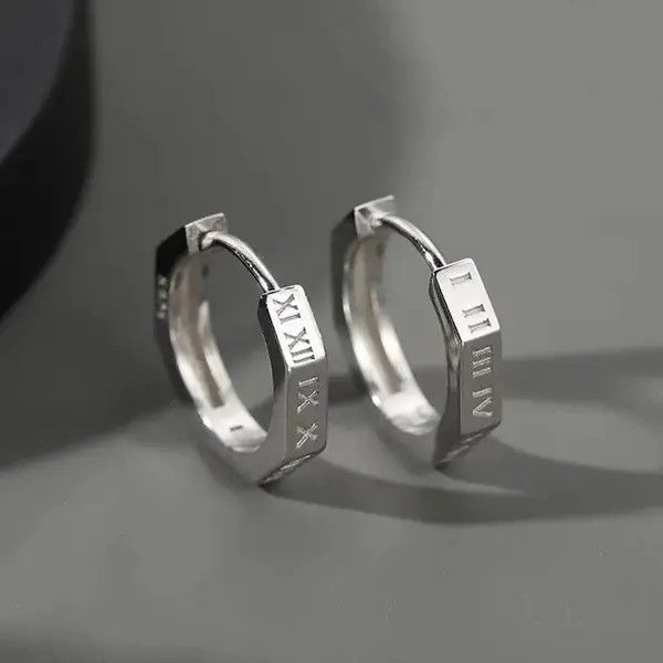 Jewelry Pure Titanium Hoop Huggie Earrings Round/Hexagon Earring Size ONE SIZE - 3 Thumbnail