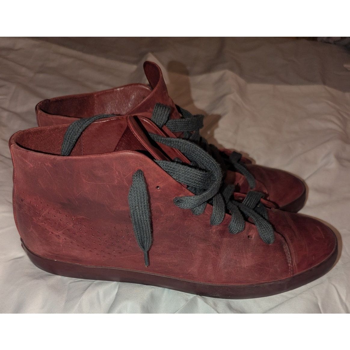 Pony Greenwich Hi Product Of New York Burgundy Leather 13 Shoes in Red, Men's