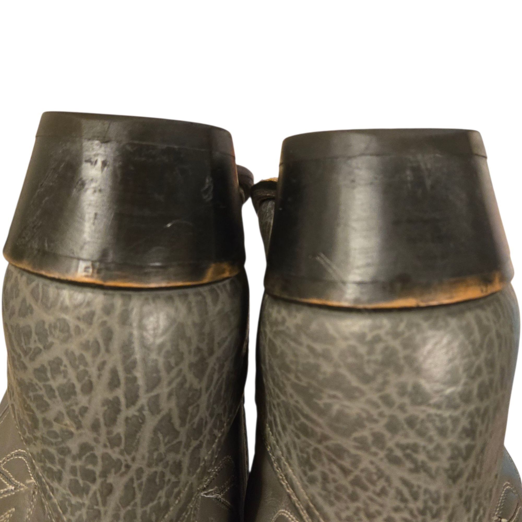 Other Gray Leather Cowboy Boots Vintage Mens 11 B Narrow Width Cou Size US 11 / EU 44 - 3 Thumbnail