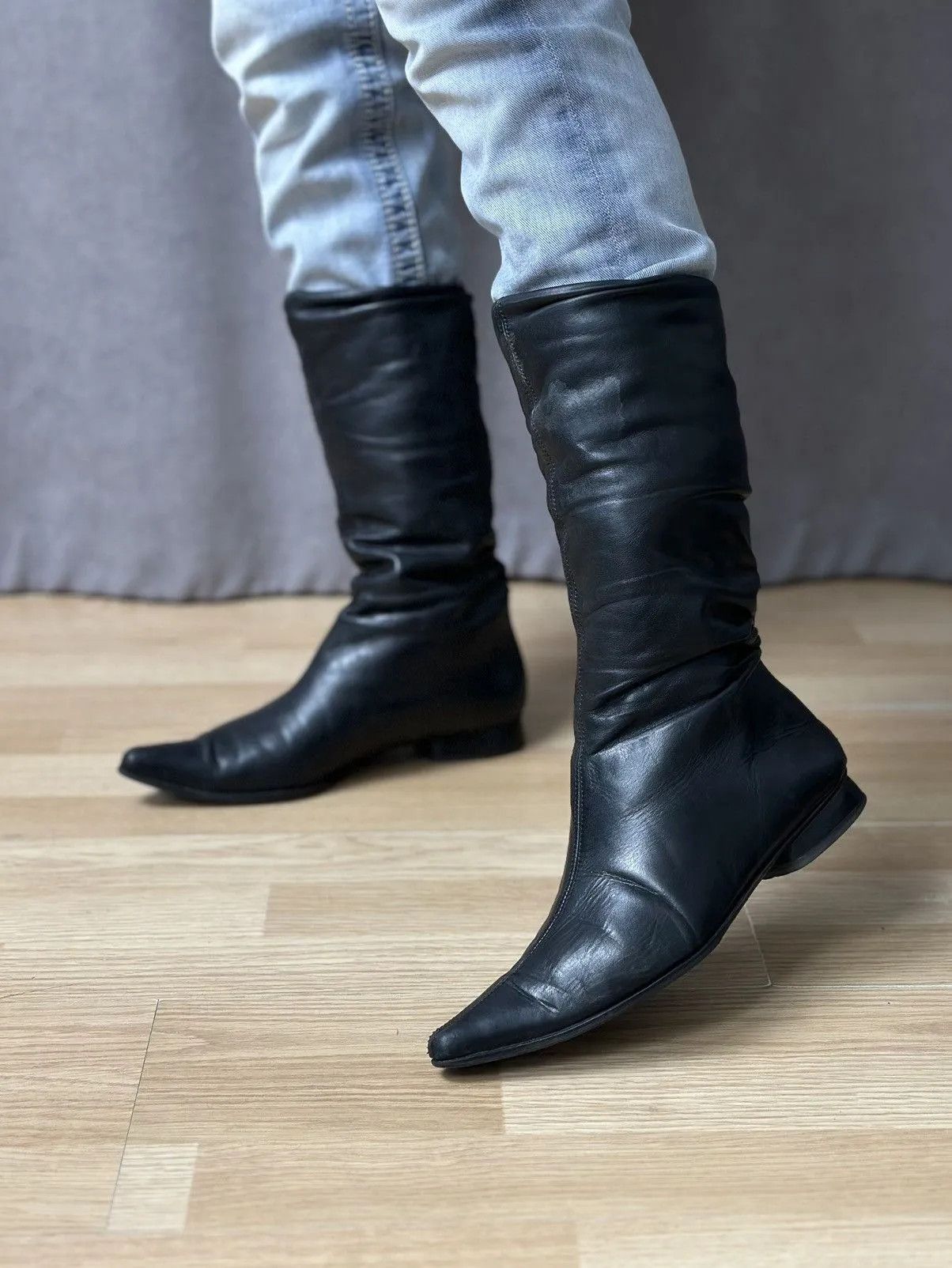 If Six Was Nine Vintage Western Cowboys Leather Boots High Heels Y2k Rare Size US 7 / IT 37 - 12 Thumbnail