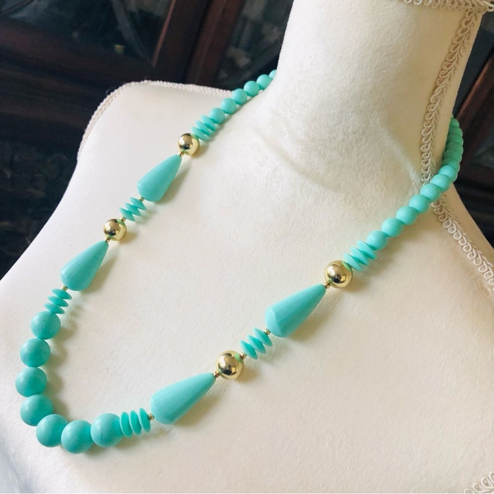 Vintage Vintage turquoise tone beaded necklace Size ONE SIZE - 4 Thumbnail