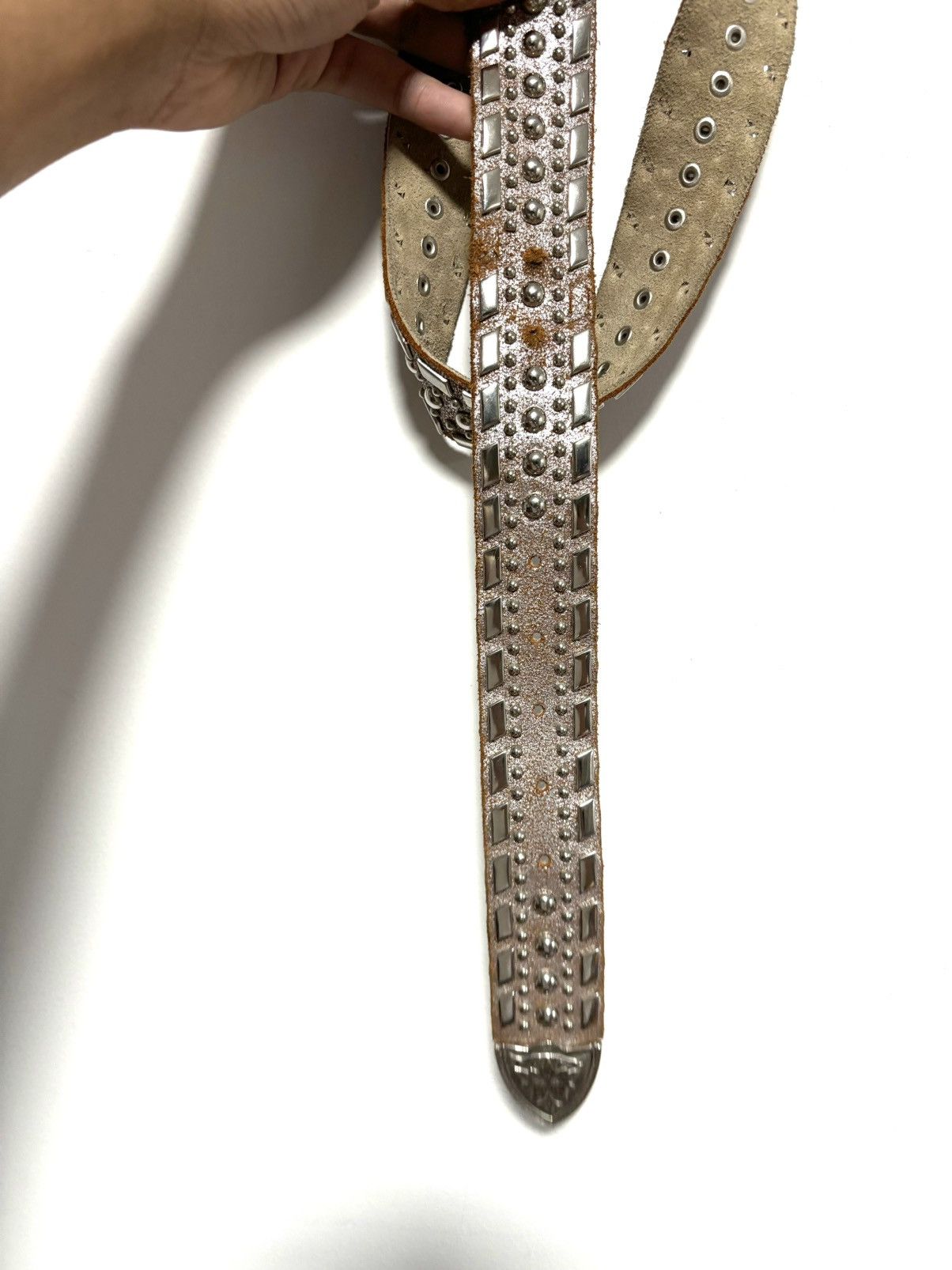 Leather Vintage Design Studded Belt (size 33-35) Size ONE SIZE - 11 Thumbnail