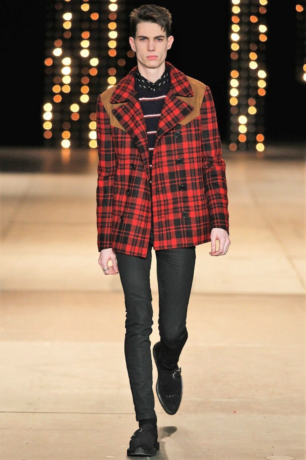 image of Saint Laurent By Hedi Slimane F/w 2014 Runway Plaid Jacket in Red, Men's (Size Small)