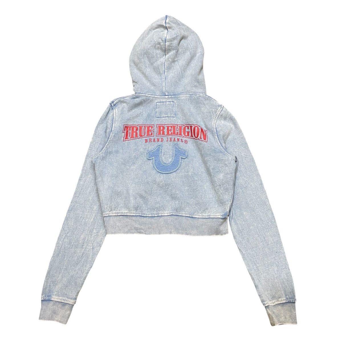 True Religion Y2K True Religion Cropped Hoodie Acid Wash Sweatshirt Size L / US 10 / IT 46 - 4 Thumbnail