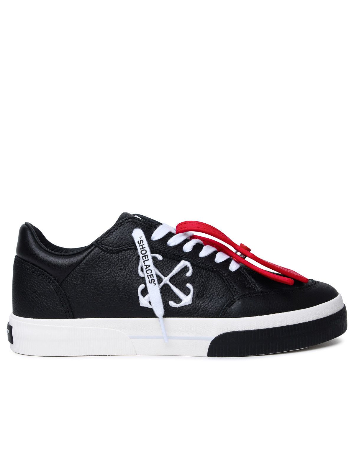 image of Off White Off-White 'new Vulcanized' Black Leather Sneakers, Men's (Size 7)