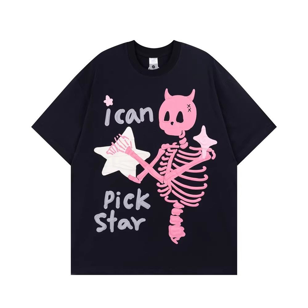 Japanese Brand × Vintage Men's trendy hippie fun skull skeleton foam print T-shirt Size US M / EU 48-50 / 2 - 1 Thumbnail