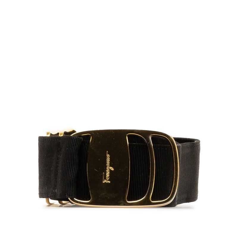 image of Salvatore Ferragamo Vara Bow Nylon Belt in Gold, Women's
