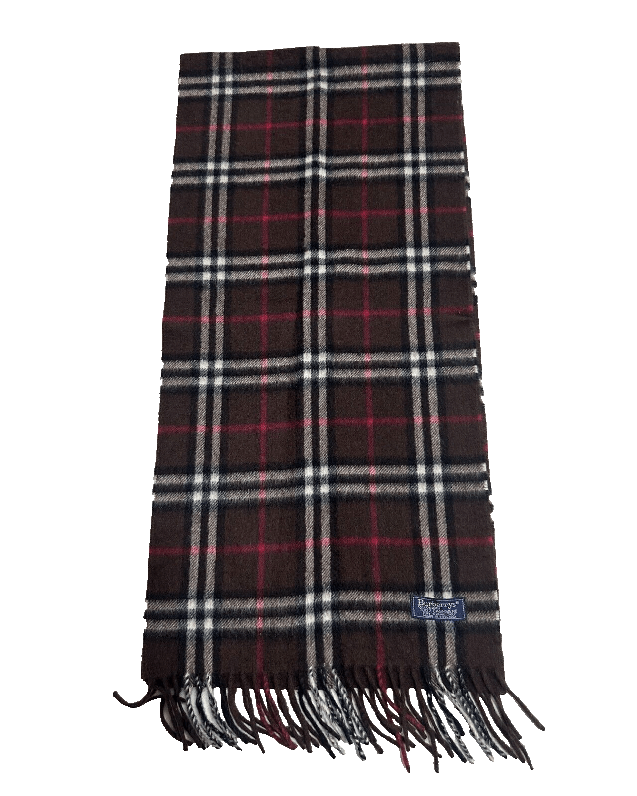 Burberry Burberrys Vintage Check Unisex Scarf Brown 100% Cashmere Size ONE SIZE - 4 Thumbnail