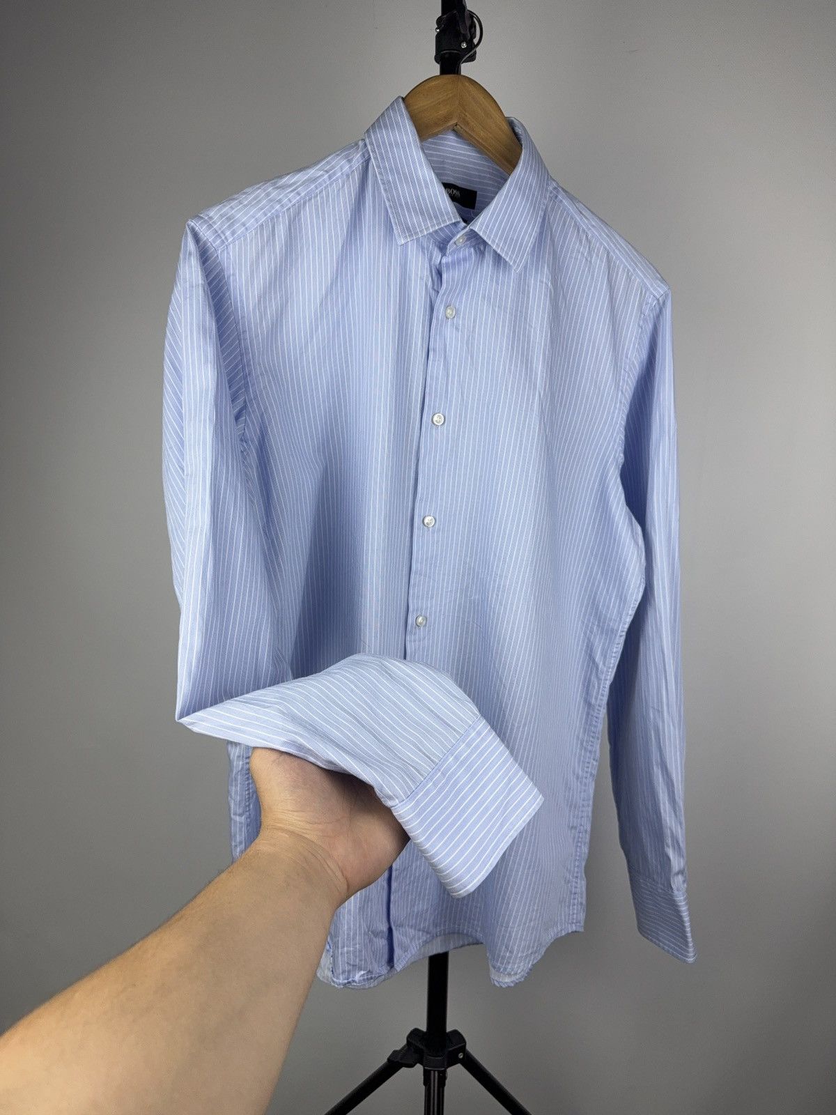 Hugo Boss Boss Hugo Boss Blue Striped Shirt Regular Fit 39 15 1/2 M Size US M / EU 48-50 / 2 - 6 Thumbnail