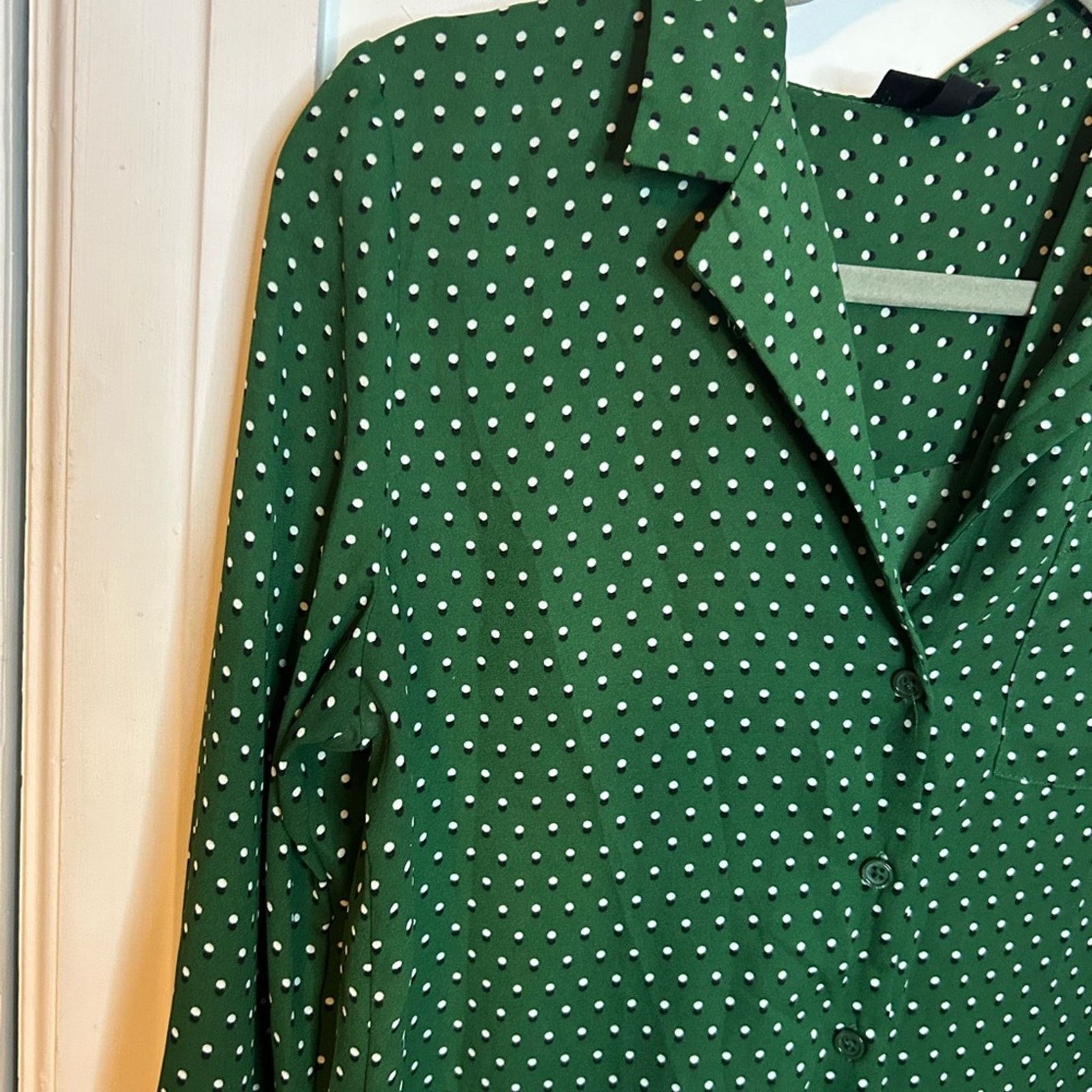 Other Who What Wear Green Polka Dot Button Down Top Size S / US 4 / IT 40 - 4 Thumbnail