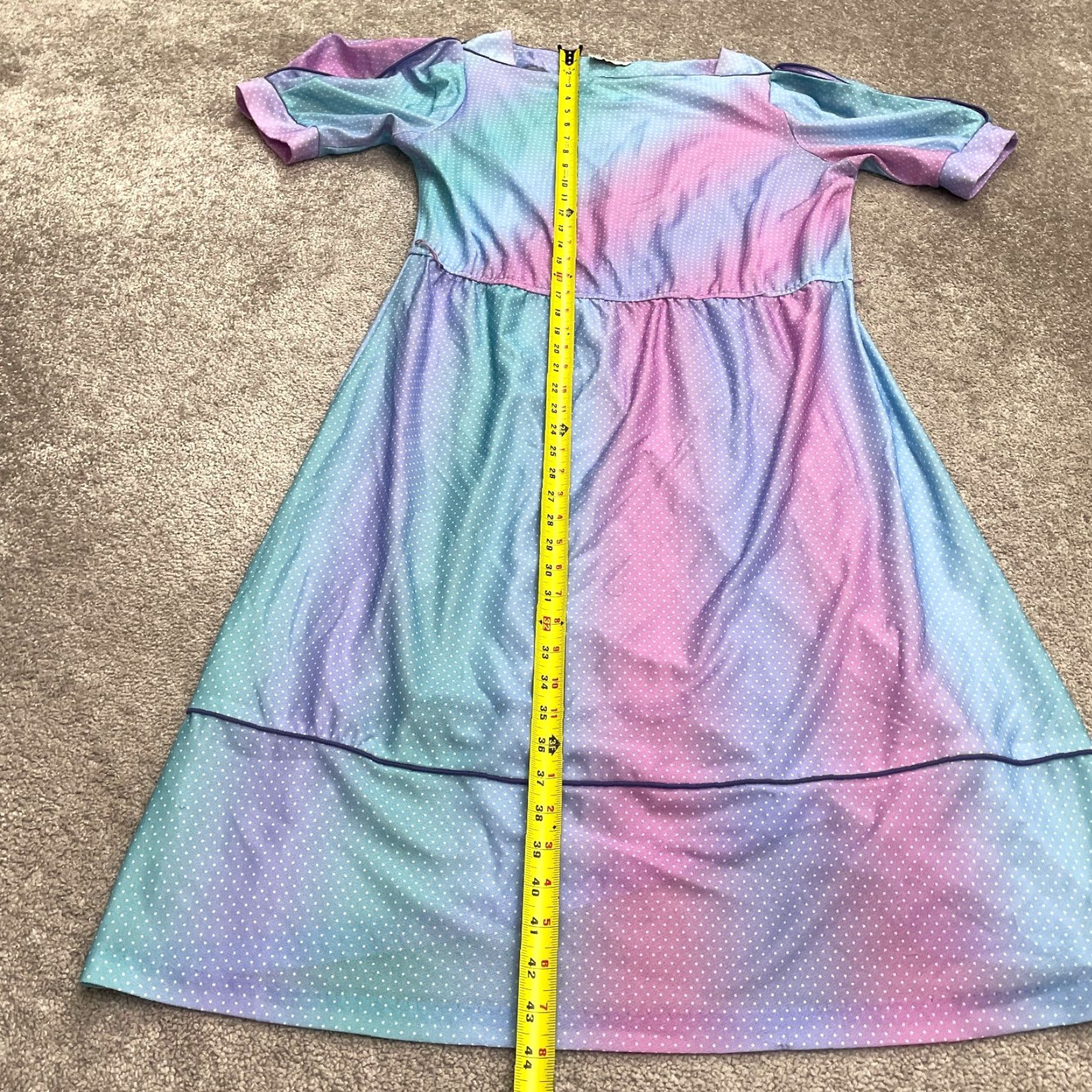 VINTAGE Franky B. Dress Womens 18 Midi A-Line Polka Dot Rainbow Multicolor  Pastel Y2K 90s