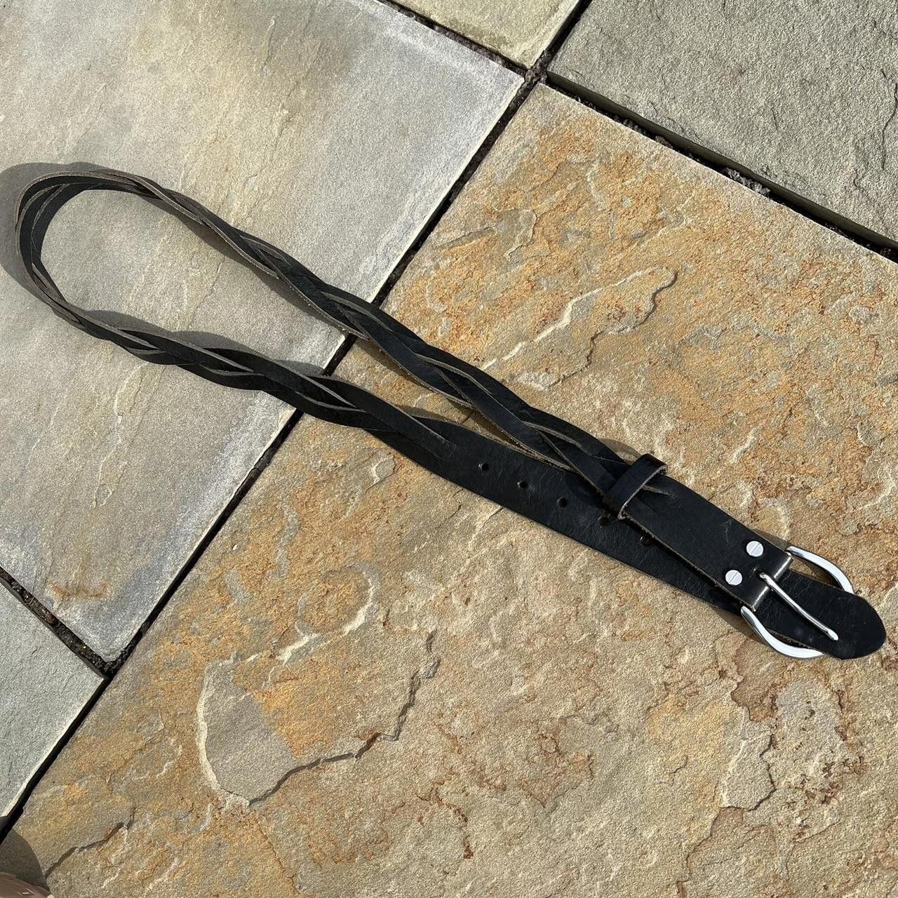 Lands' End Black Braided Woven Style Black Leather Grunge Belt Size ONE SIZE - 1 Thumbnail