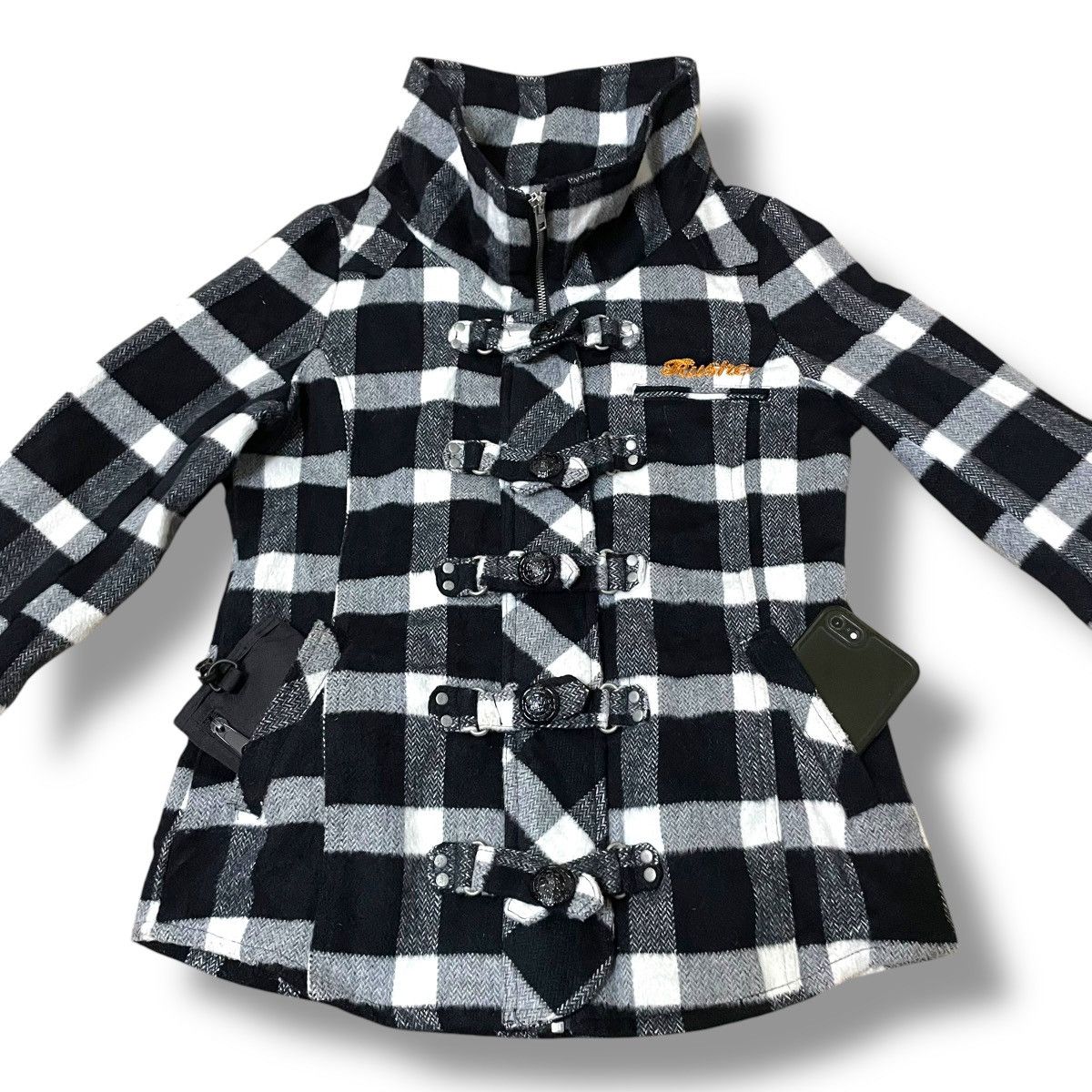 Le Grande Bleu (L.G.B.) 🇯🇵 BACKS BUCKLE FULL ZIP CHECKERED PUNK AVANT GARDE JACKET Size US M / EU 48-50 / 2 - 4 Thumbnail