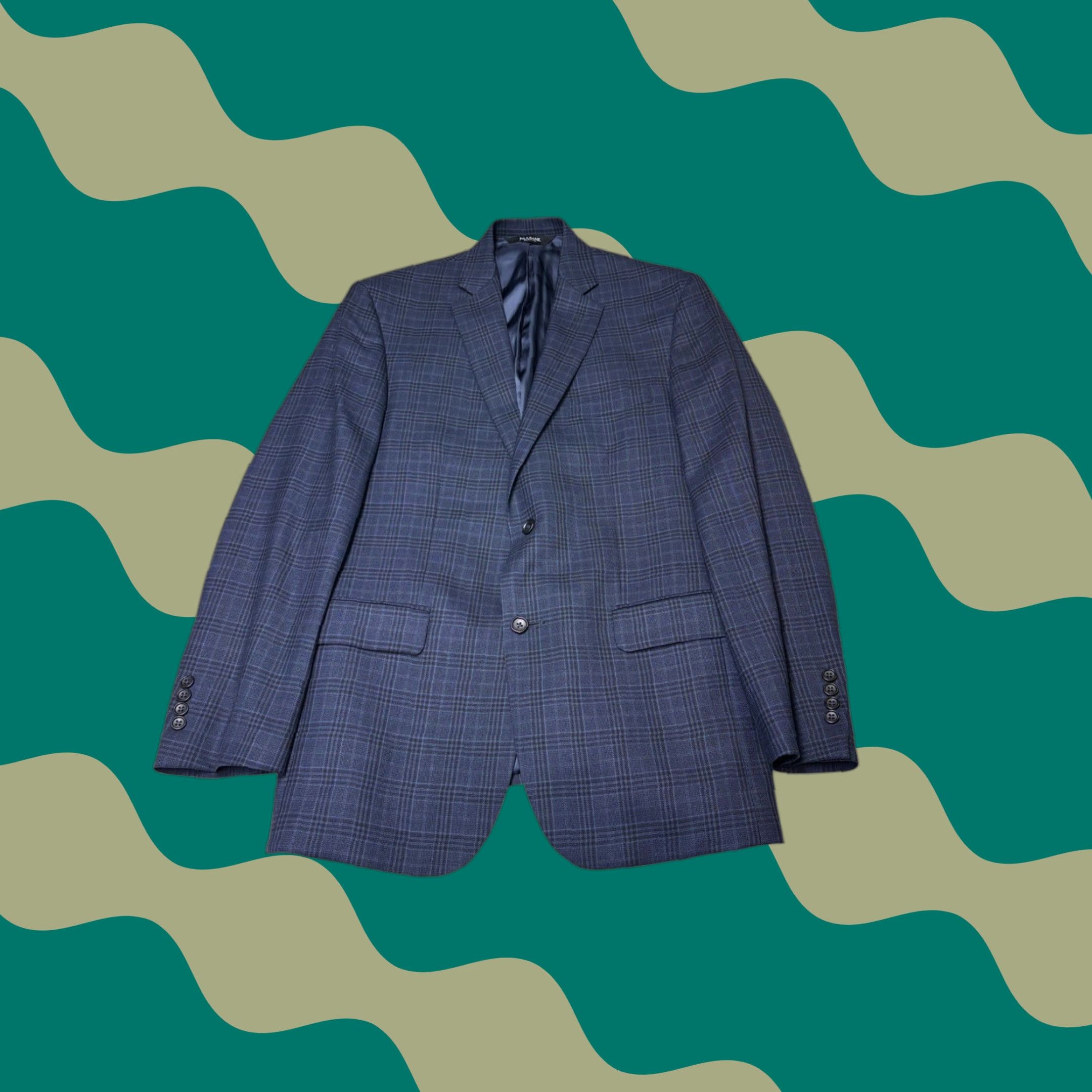 Jos. A. Bank Jos A Bank Signature Mens 41 Long Navy Blue Plaid 100% Wool Tailored Sport Coat Blazer Shirt Jacket? Size 42R - 1 Thumbnail