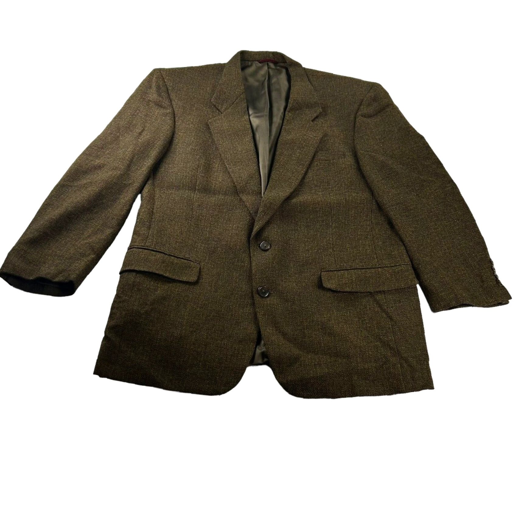 Hart Schaffner Marx Hart Schaffner & Marx Men's Blazer 100% Wool Tweed Brown 2-Button 41R Size 42R - 5 Thumbnail