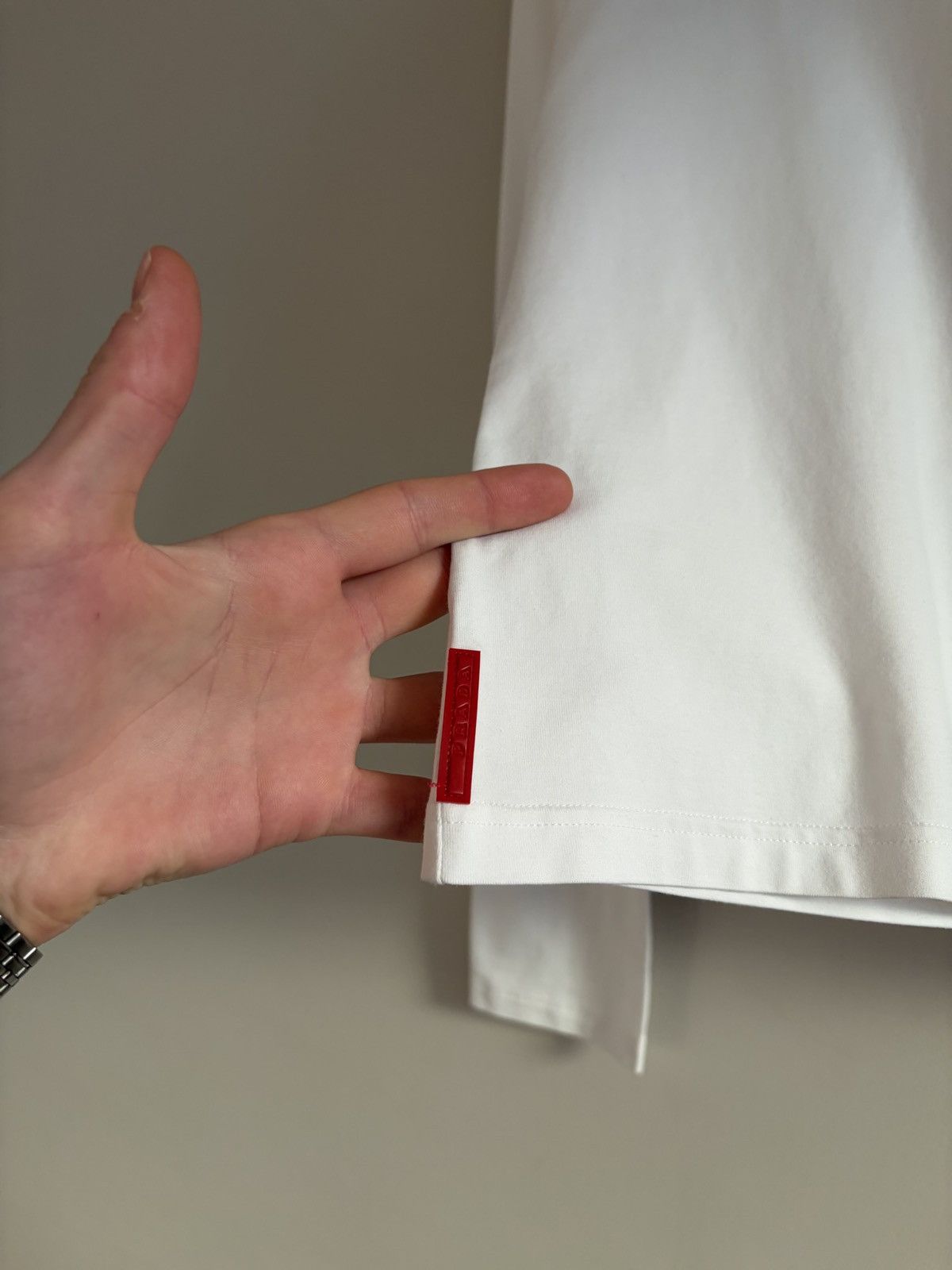 Prada Prada Red Tab White Mock Neck Zip Pocket Longsleeve Size M / US 6-8 / IT 42-44 - 3 Thumbnail