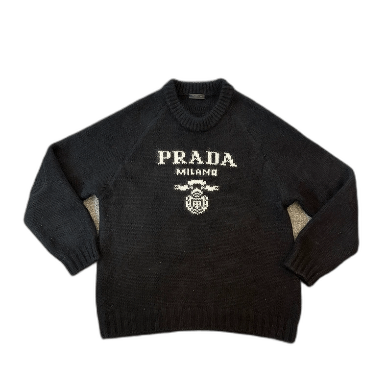 Prada PRADA Black Logo Knit Sweater Men's Size 54 -2505 Size US XXL / EU 58 / 5 - 1 Thumbnail