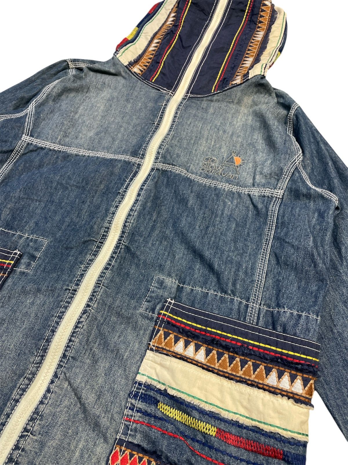 go slow caravan Native Embroidery Denim Mt. Parka Jacket Size US M / EU 48-50 / 2 - 2 Thumbnail