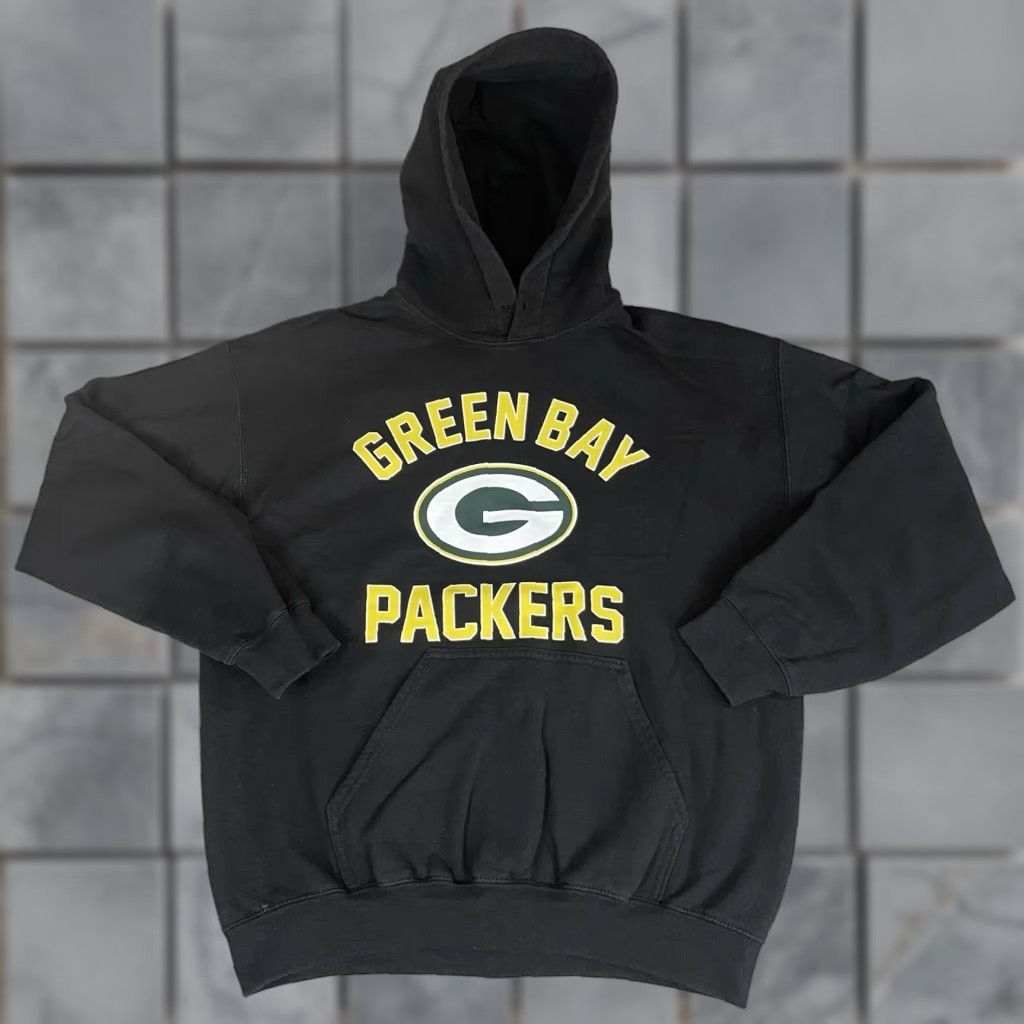 NFL VINTAGE NFL Green Bay Packers Sweatshirt Mens M Black Pullover Hoodie Team Apparel Size US M / EU 48-50 / 2 - 1 Thumbnail