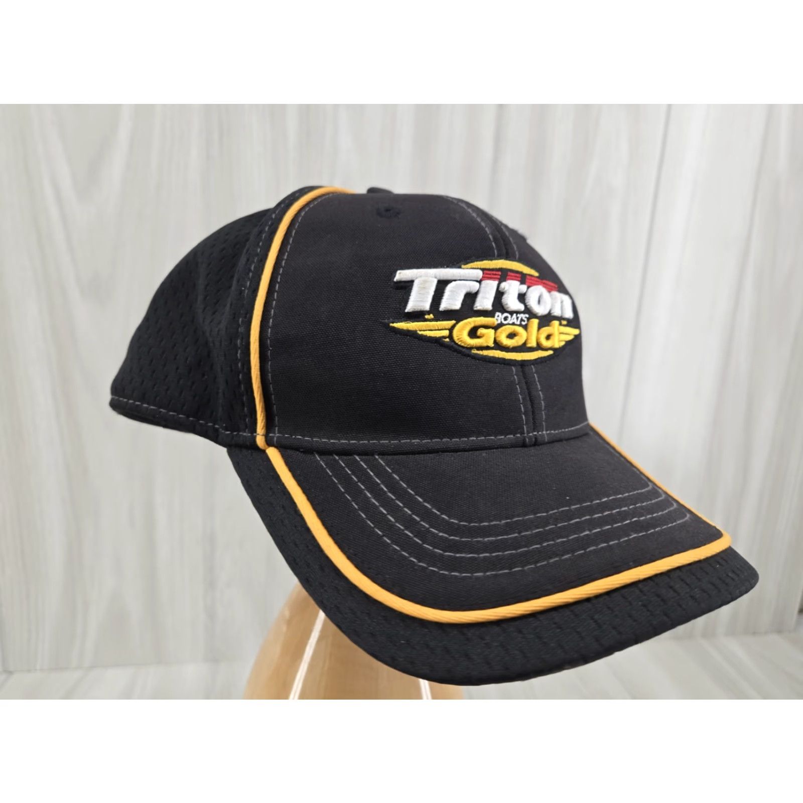 Vintage TRITON Boats GOLD Adjustable Hat Embroidered Baseball Cap Men Adjustable Black Cotton Canvas Logo Size ONE SIZE - 4 Thumbnail