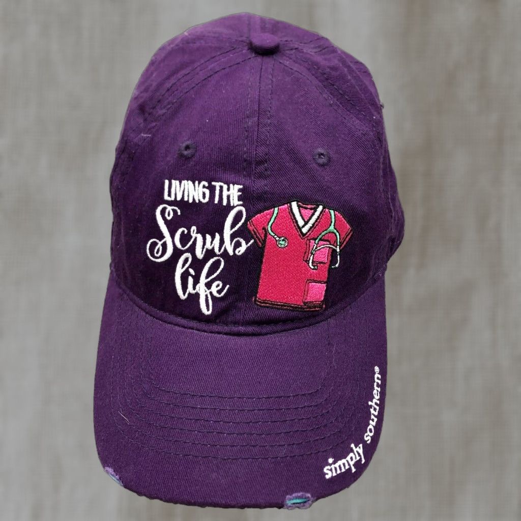 Alife Simply Southern Hat Cap Strap Back Purple Twill Nurse Ladies Womens Adjustable 100% Cotton Twill Embroidered Baseball Cap Size ONE SIZE - 1 Thumbnail