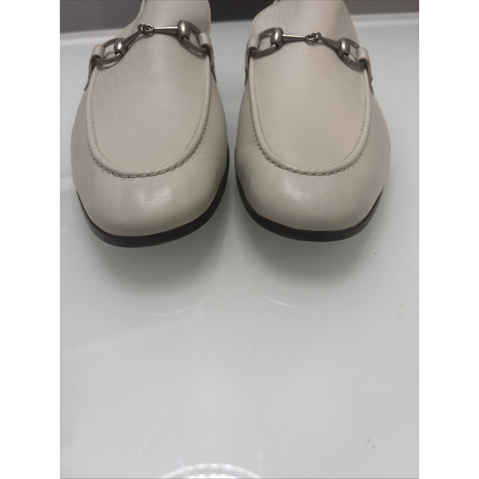 Gucci GUCCI JORDAAN SILVER HORSEBIT WHITE MEN'S LOAFERS 11 G 12 US Size US 11.5 / EU 44-45 - 3 Thumbnail