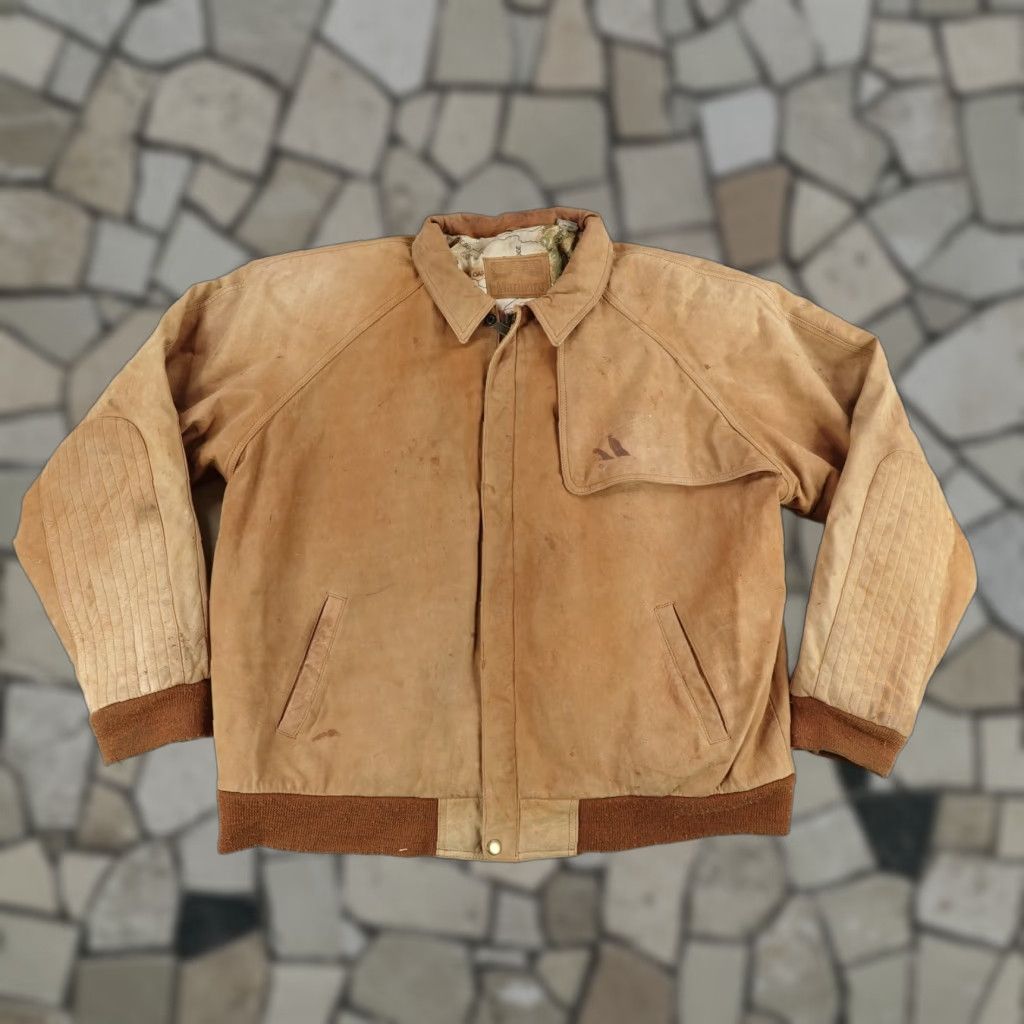Marlboro VINTAGE Marlboro Jacket Mens XL Bomber Leather Zip Full Zip Lined Pockets 90s Outdoor Brown Men Size US XL / EU 56 / 4 - 1 Thumbnail