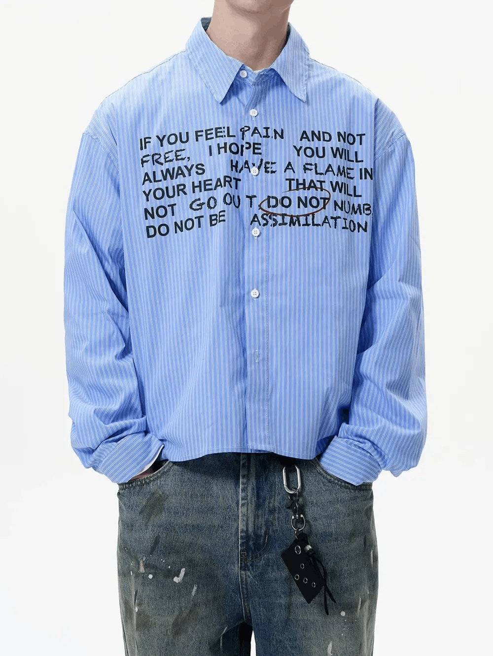 Japanese Brand × Vintage Retro fashion y2k letters striped button up shirt Size US M / EU 48-50 / 2 - 2 Thumbnail