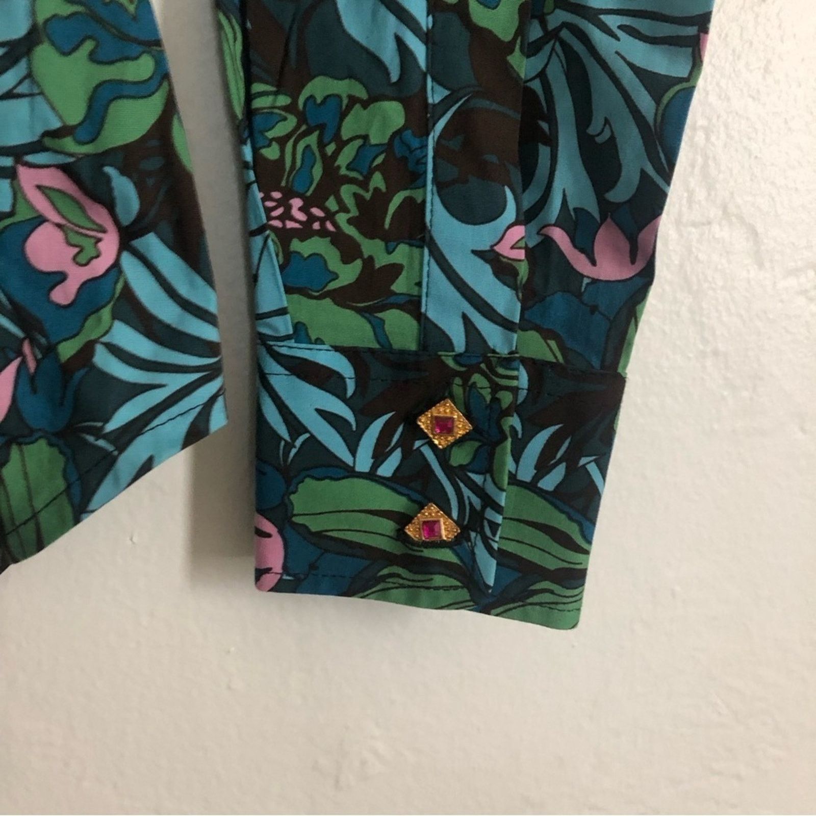 Other The Limited Floral Blue Green Pink Tropical Blouse Shirt Top Size XS / US 0-2 / IT 36-38 - 3 Thumbnail