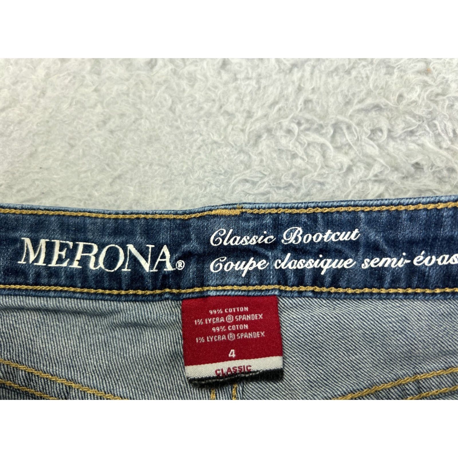 Merona VINTAGE Merona Pants Womens 4 Blue Denim Jeans Low Rise Bootcut Cotton Blend Jeans Size 27" / US 4 / IT 40 - 6 Thumbnail