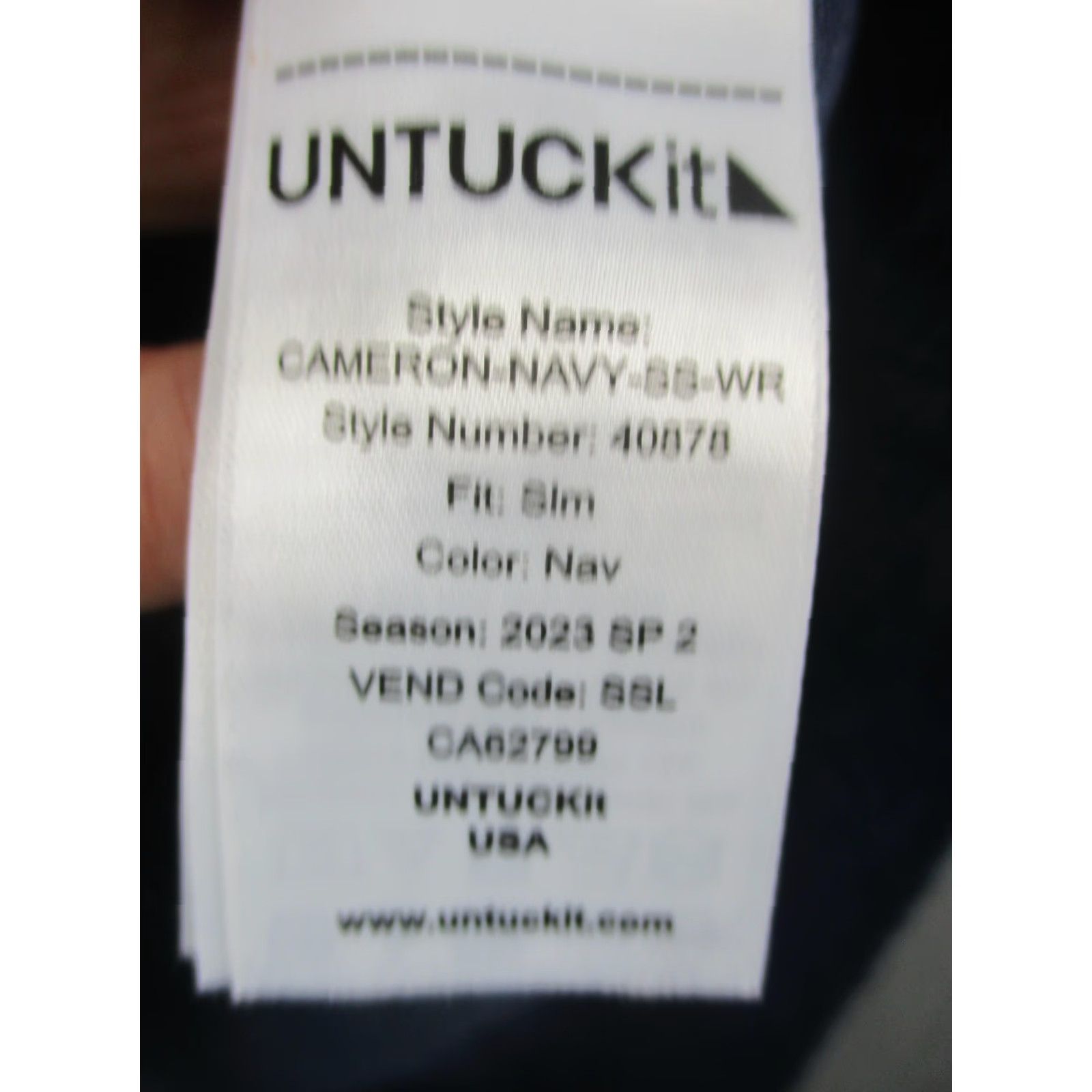 UNTUCKit UNTUCKit Shirt Mens Large Navy Cameron Linen Short Sleeve Slim Fit Button Front Size US L / EU 52-54 / 3 - 6 Thumbnail