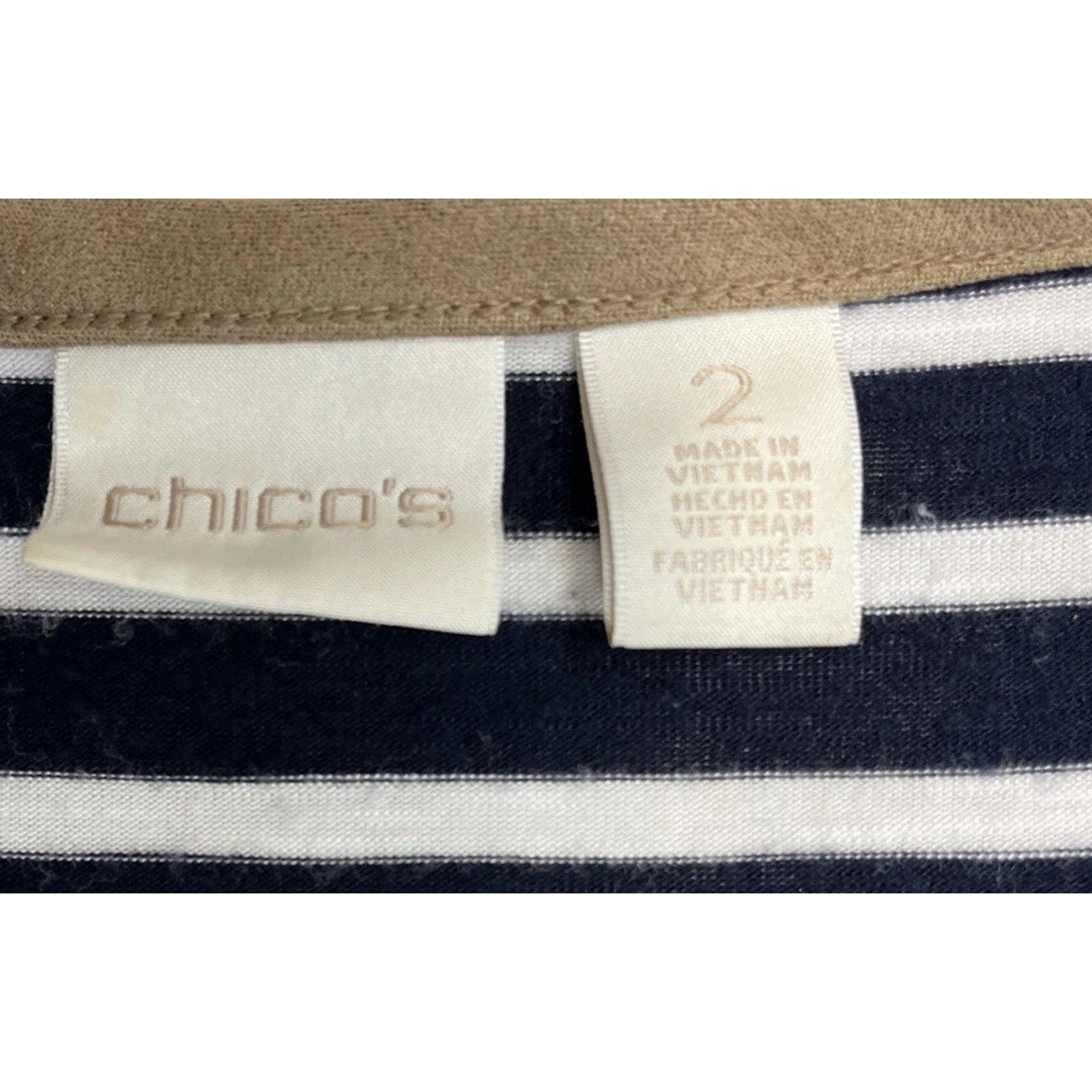 Chicos Chico's Indigo White Jumper Top Faux Suede Trim Size 2 Size L / US 10 / IT 46 - 5 Thumbnail