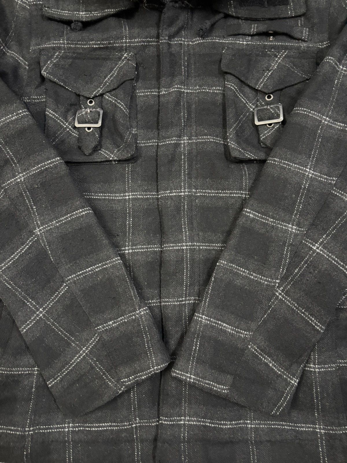 If Six Was Nine In The Attic Plaid Multi-pockets Faux Fur Hooded Punk Jacket Size US S / EU 44-46 / 1 - 10 Thumbnail