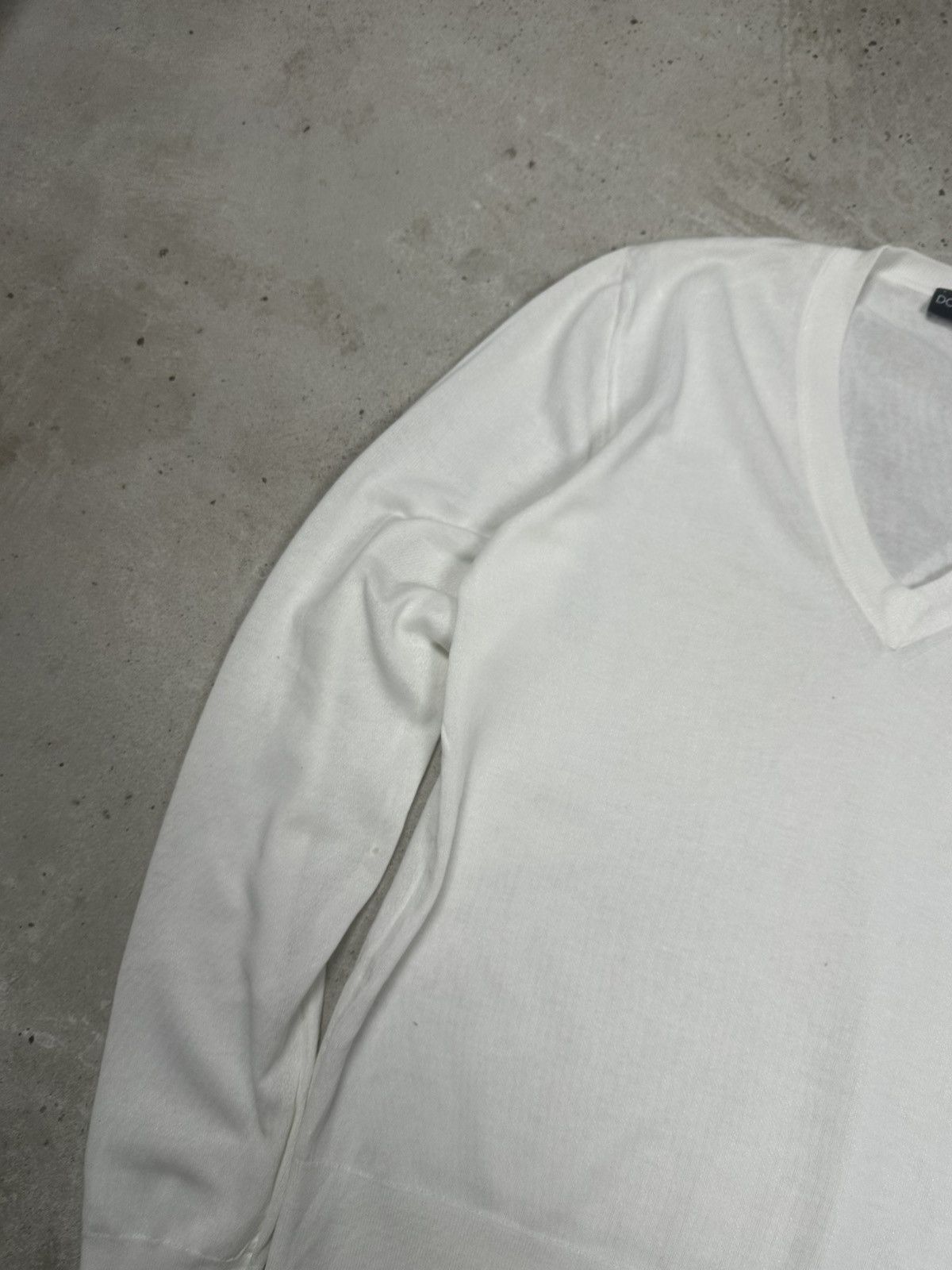 Dolce & Gabbana Dolce & Gabbana White V Neck Sweater Cotton Knit Jumper Size L / US 10 / IT 46 - 4 Thumbnail