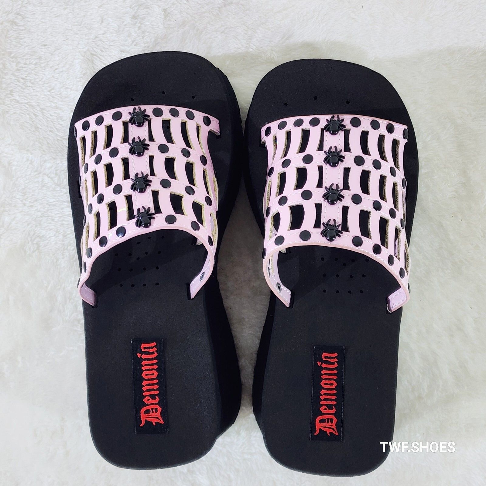 Other Funn Platform Goth Cut Out Web Sandals Spider Studs Slip On Size US 7 / IT 37 - 3 Thumbnail