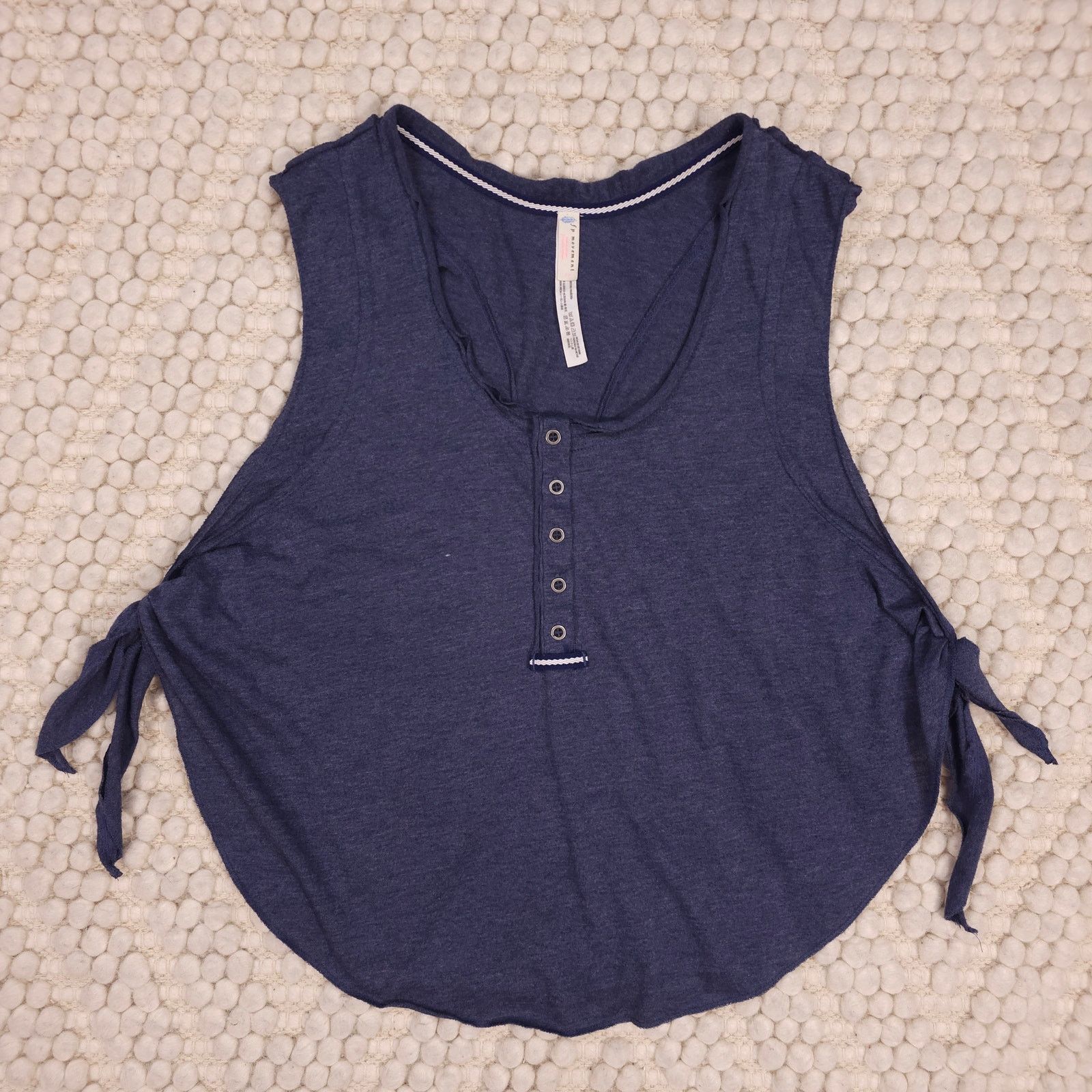 Free People FP Movement High Tide Cropped Side Tie Tank Top Navy Small Size S / US 4 / IT 40 - 6 Thumbnail
