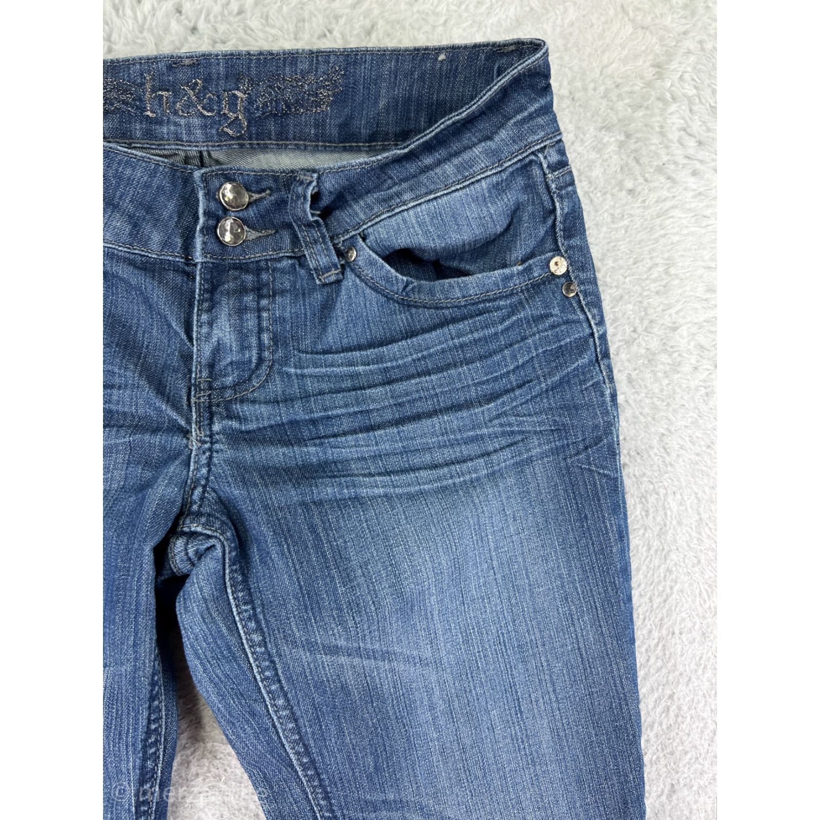 Vintage H&G Jeans Womens 7 Blue Denim Flared Embellish Embroidered Cotton Blend Size 28" / US 6 / IT 42 - 6 Thumbnail