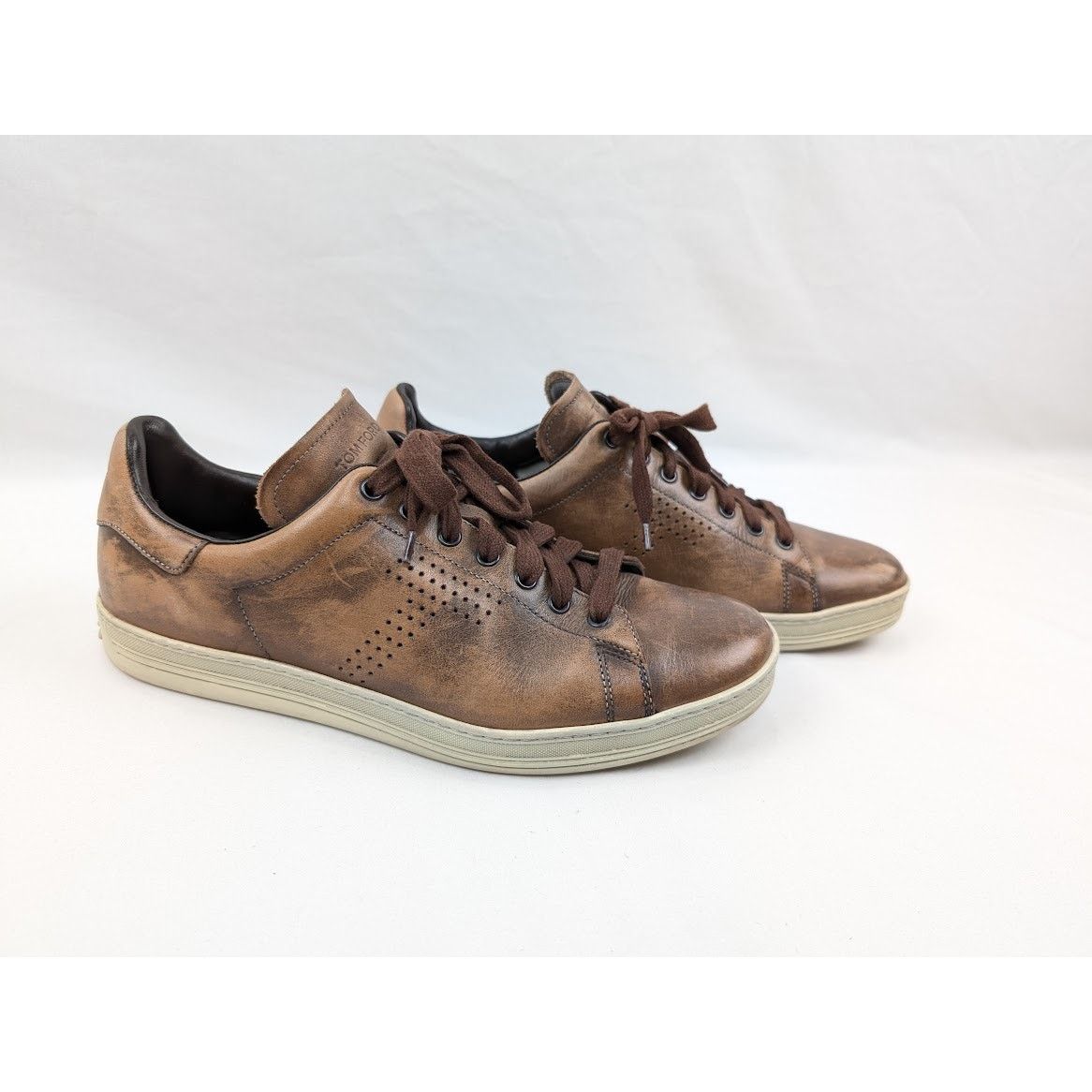 Tom Ford o1rshd1 CC20 Leather Warwick Low Top Sneakers in Brown Size US 10 / EU 43 - 9 Thumbnail