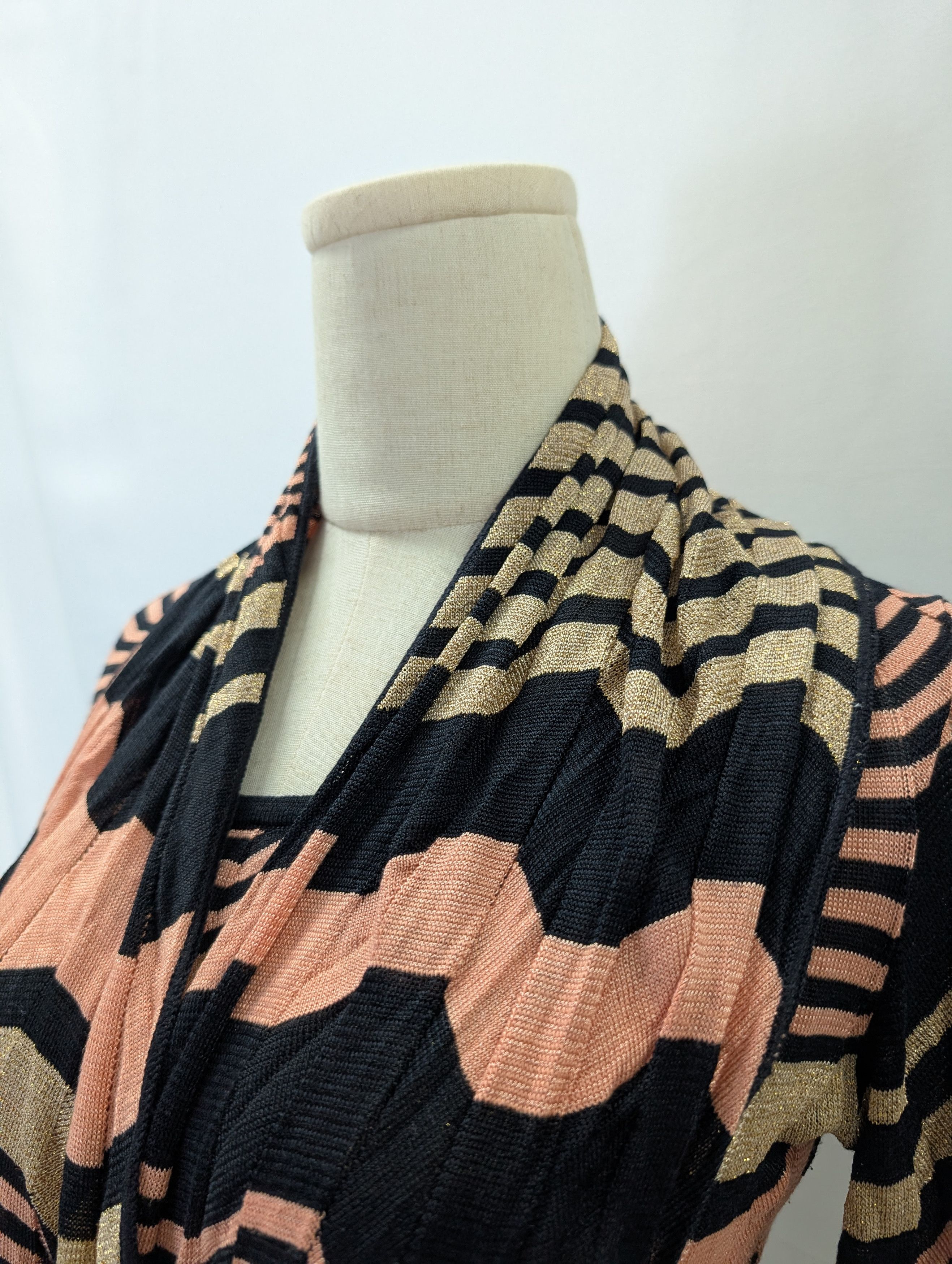 Missoni Black And Gold Long Sleeve Top With Neck Scarf Size S / US 4 / IT 40 - 3 Thumbnail