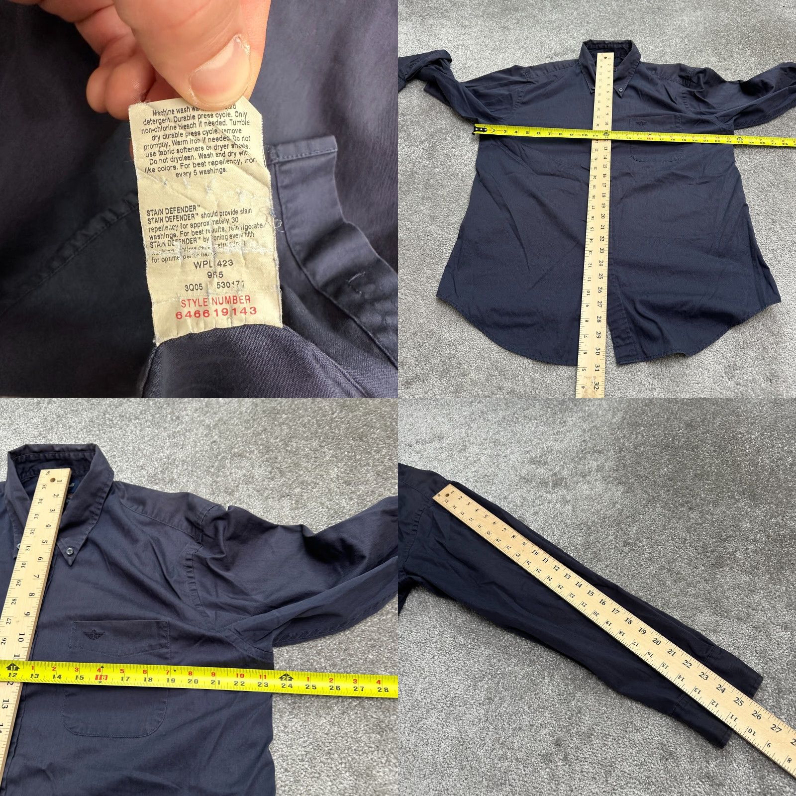 Dockers DOCKERS Long Sleeve Button Down Dress Shirt Men Large Blue Cotton Stain Defender Regular Fit Size 42R - 8 Thumbnail