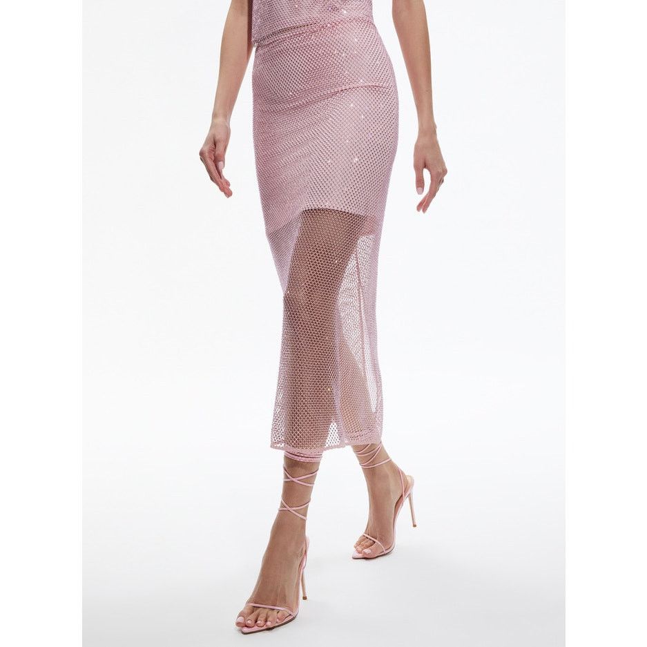 Alice + Olivia Alice + Olivia Maeve Crystal-Embellished Skirt pink size 12 Size 34" / US 12 / IT 48 - 1 Thumbnail