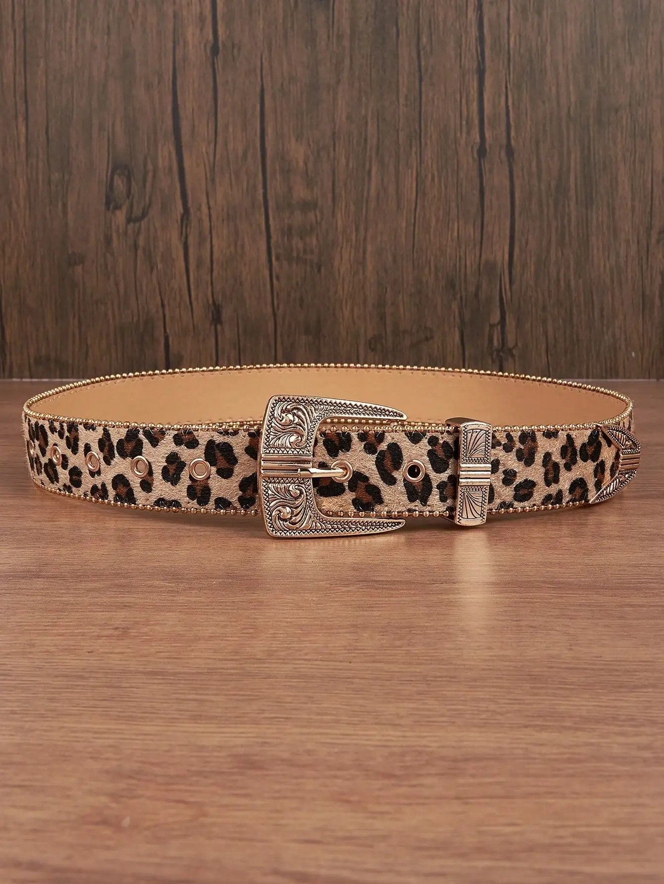 Other Leopard Vintage Engraved Buckle Pearl Belt Size ONE SIZE - 3 Thumbnail