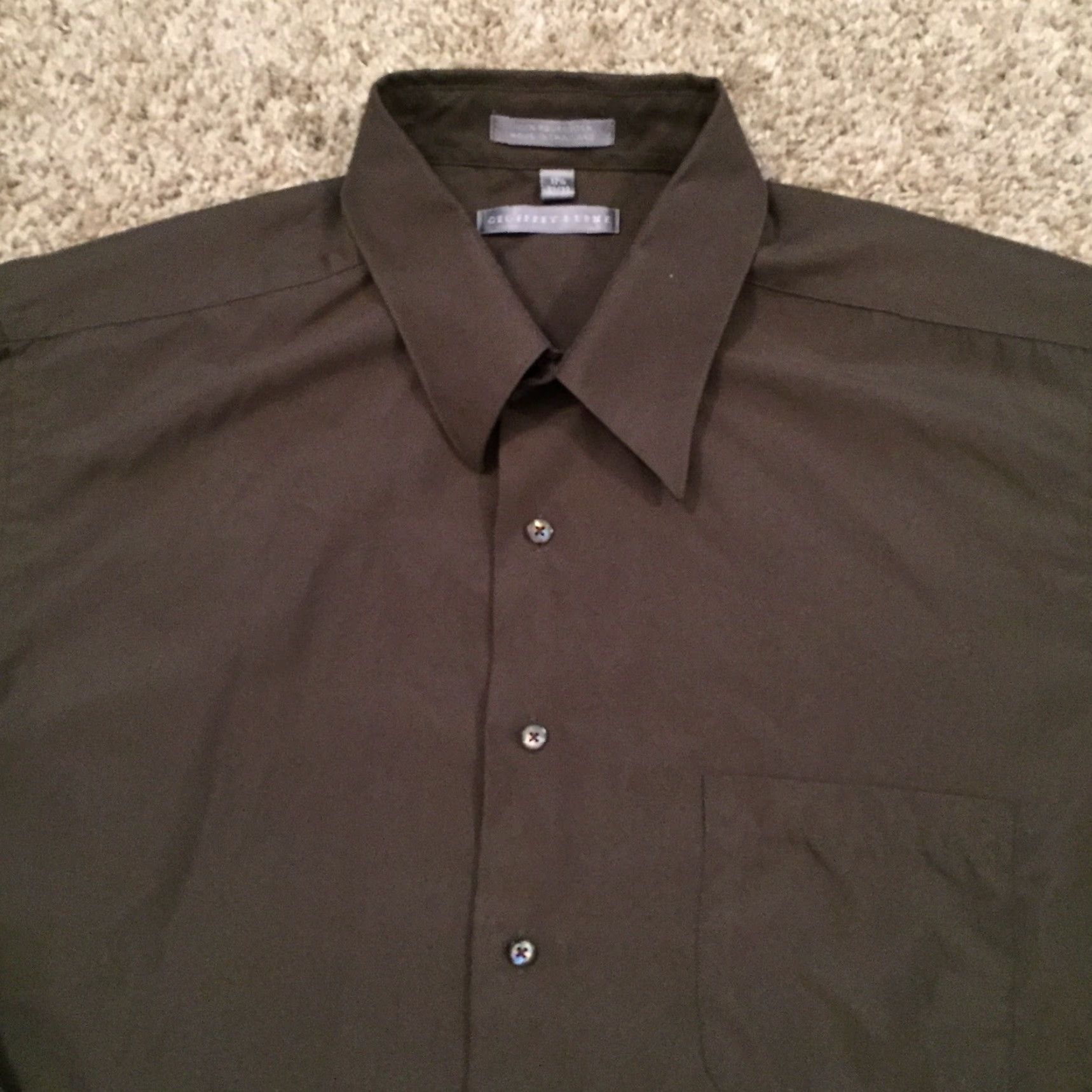 Geoffrey Beene Geoffrey Beene Shirt Mens 17.5 Green Microfiber Long Sleeve Button Up Size US XXL / EU 58 / 5 - 3 Thumbnail