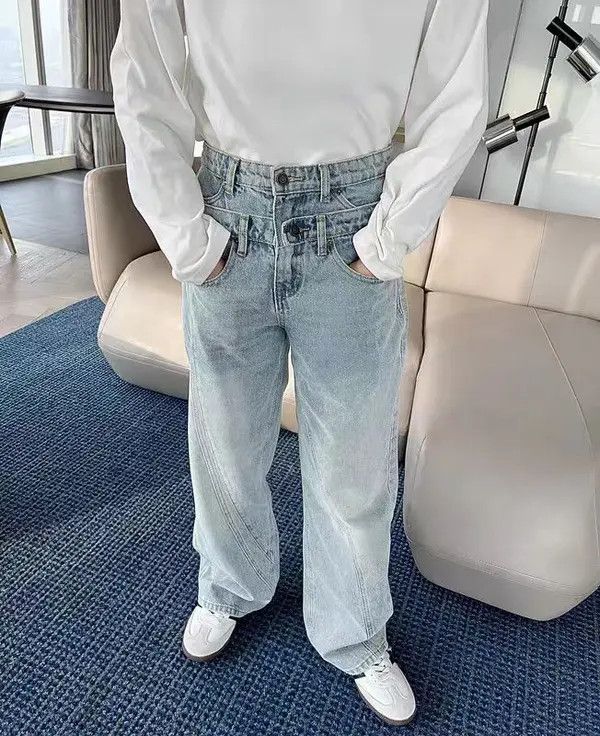 Japanese Brand Ruumika x Aya Vintage double-waisted design washed jeans Size US 32 / EU 48 - 2 Thumbnail