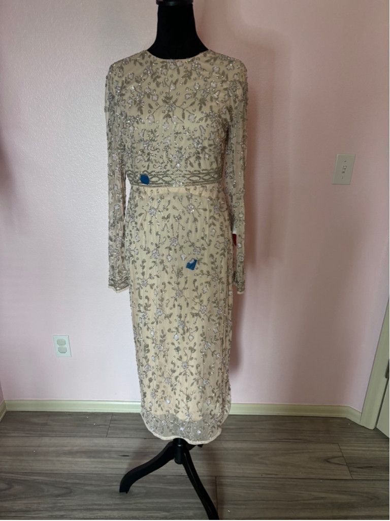Mac Duggal Women's Mac Duggal Beige Beaded Dress Size 6 Size M / US 6-8 / IT 42-44 - 4 Thumbnail